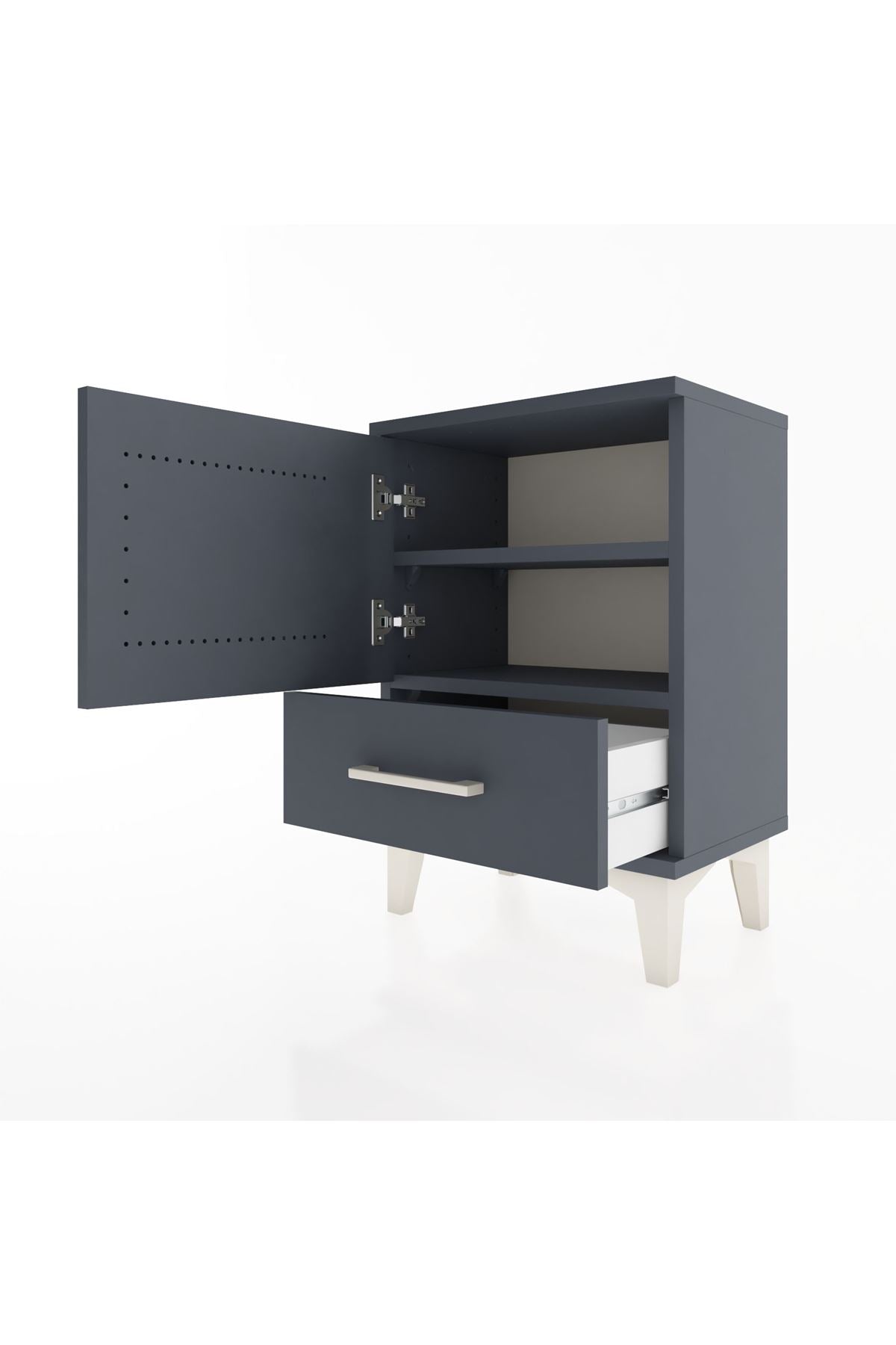 Arges Komodin 2 Raflı Tek Kapaklı 44x30x64 Antrasit-Antrasit