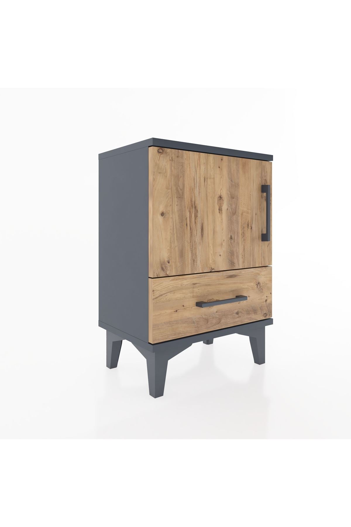 Arges Komodin 2 Raflı Tek Kapaklı 44x30x64 Antrasit-Çam