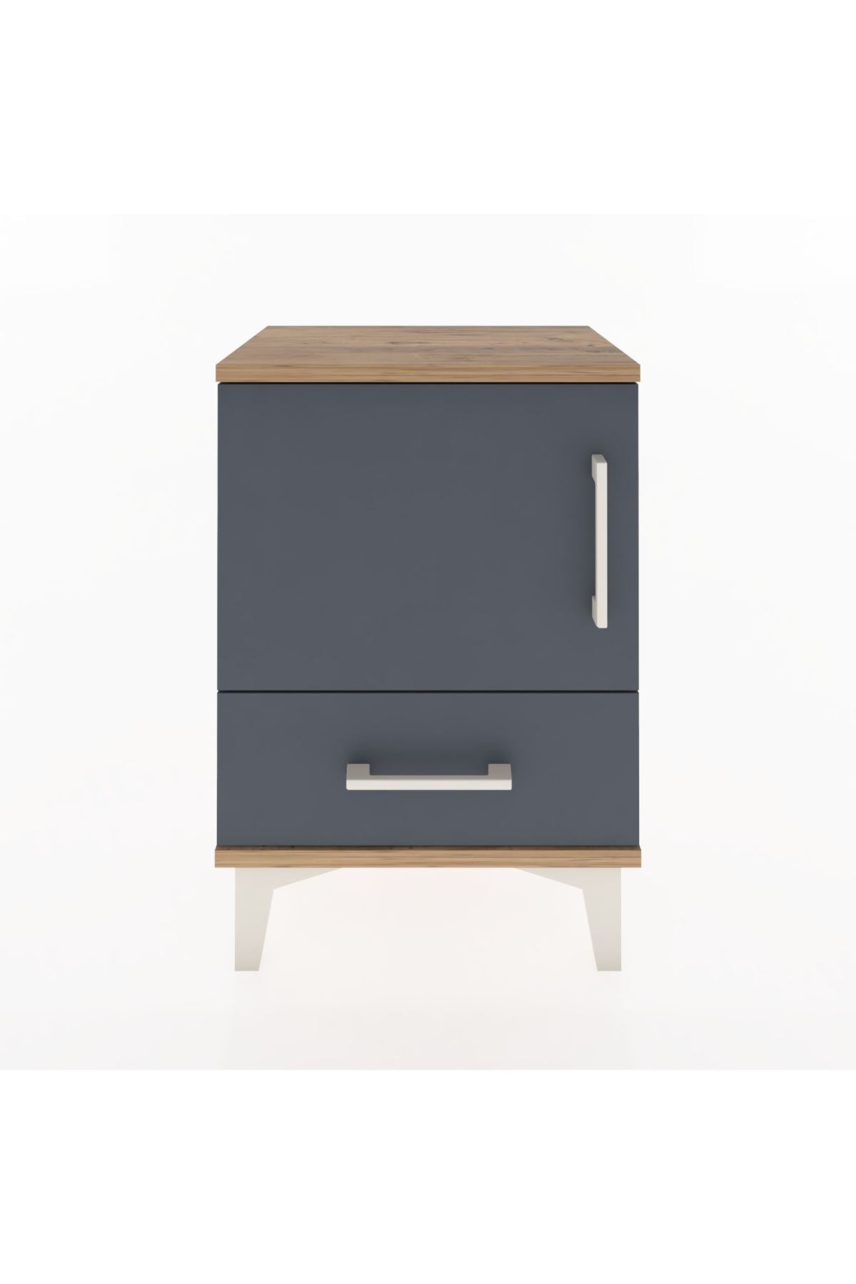 Arges Komodin 2 Raflı Tek Kapaklı 44x30x64 Çam-Antrasit