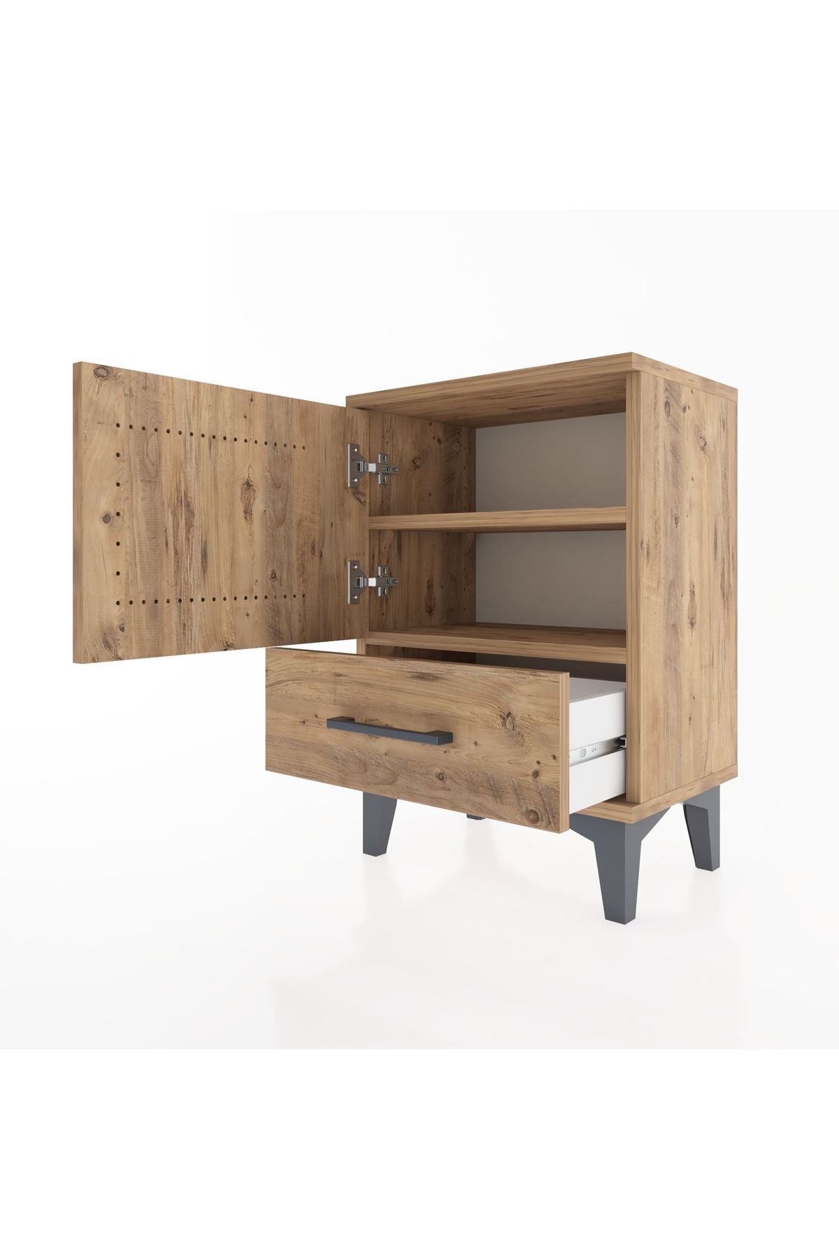 Arges Komodin 2 Raflı Tek Kapaklı 44x30x64 Çam-Çam