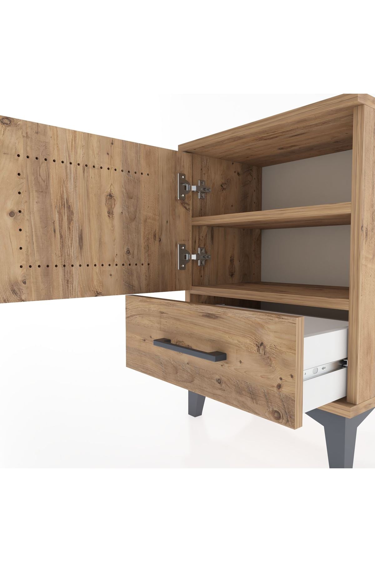 Arges Komodin 2 Raflı Tek Kapaklı 44x30x64 Çam-Çam