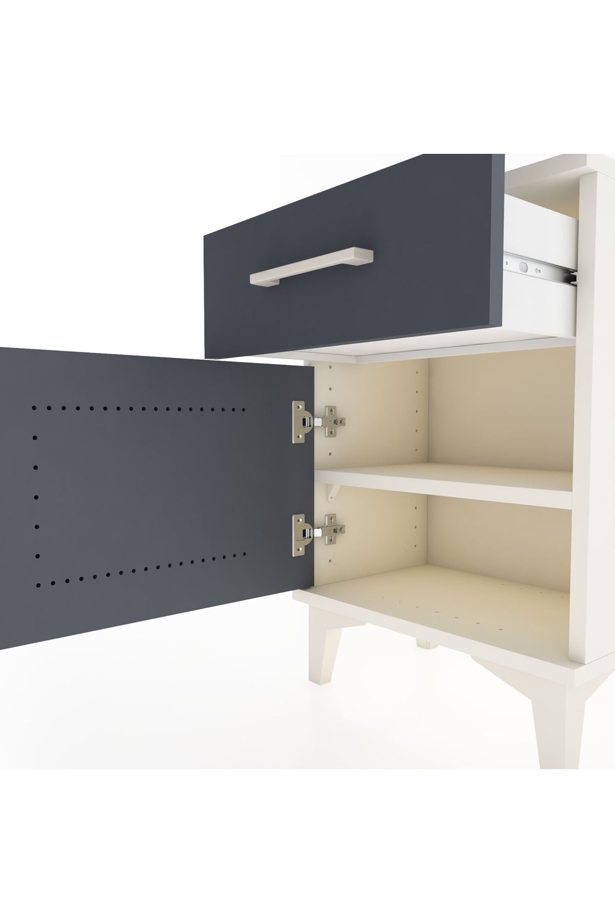 Arges Komodin Tek Raflı Tek Kapaklı 44x30x64 Aytaşı-Antrasit