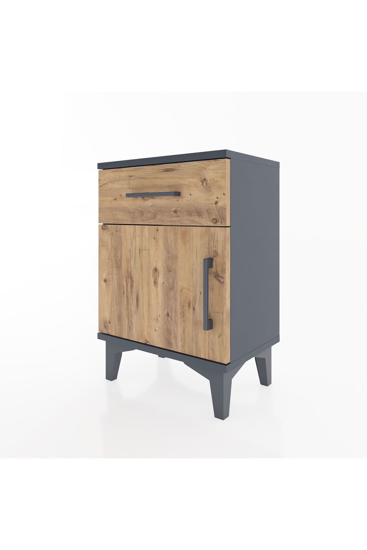 Arges Komodin Tek Raflı Tek Kapaklı 44x30x64 Antrasit-Çam