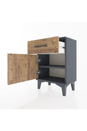 Arges Komodin Tek Raflı Tek Kapaklı 44x30x64 Antrasit-Çam