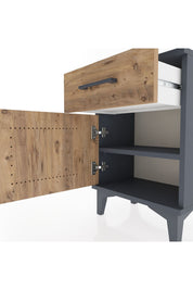 Arges Komodin Tek Raflı Tek Kapaklı 44x30x64 Antrasit-Çam