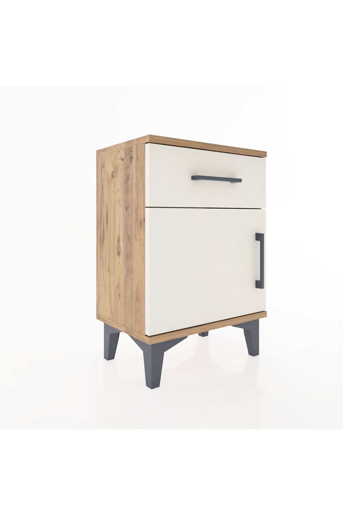 Arges Komodin Tek Raflı Tek Kapaklı 44x30x64 Çam-Aytaşı