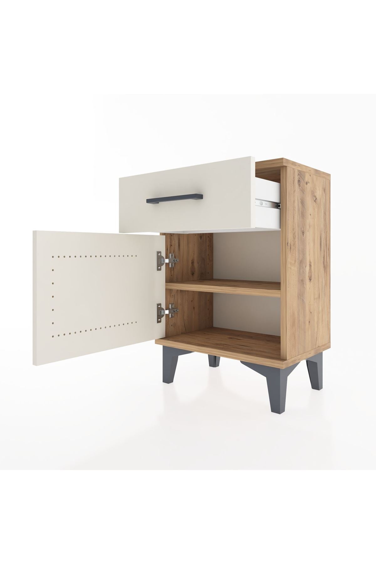 Arges Komodin Tek Raflı Tek Kapaklı 44x30x64 Çam-Aytaşı