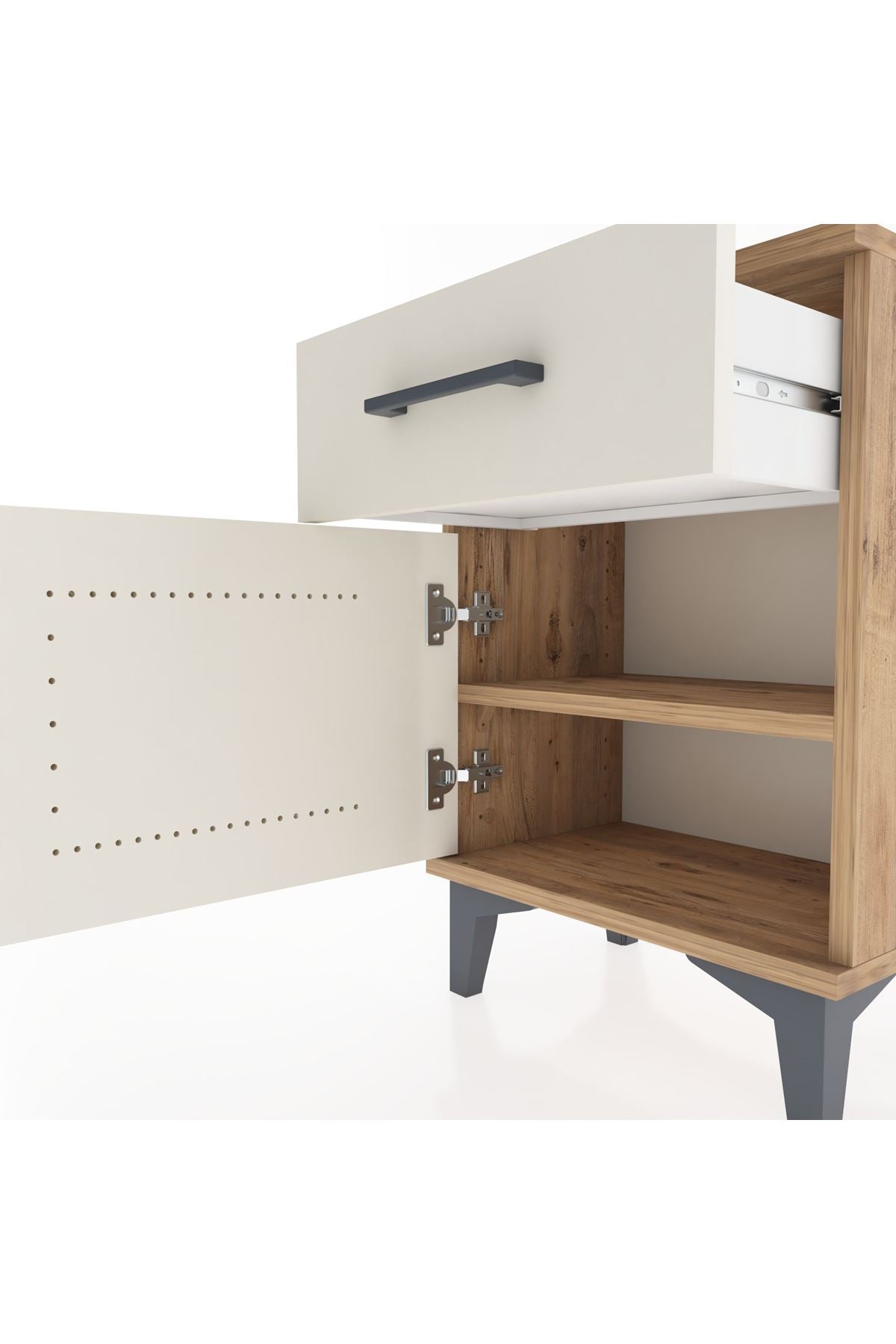 Arges Komodin Tek Raflı Tek Kapaklı 44x30x64 Çam-Aytaşı