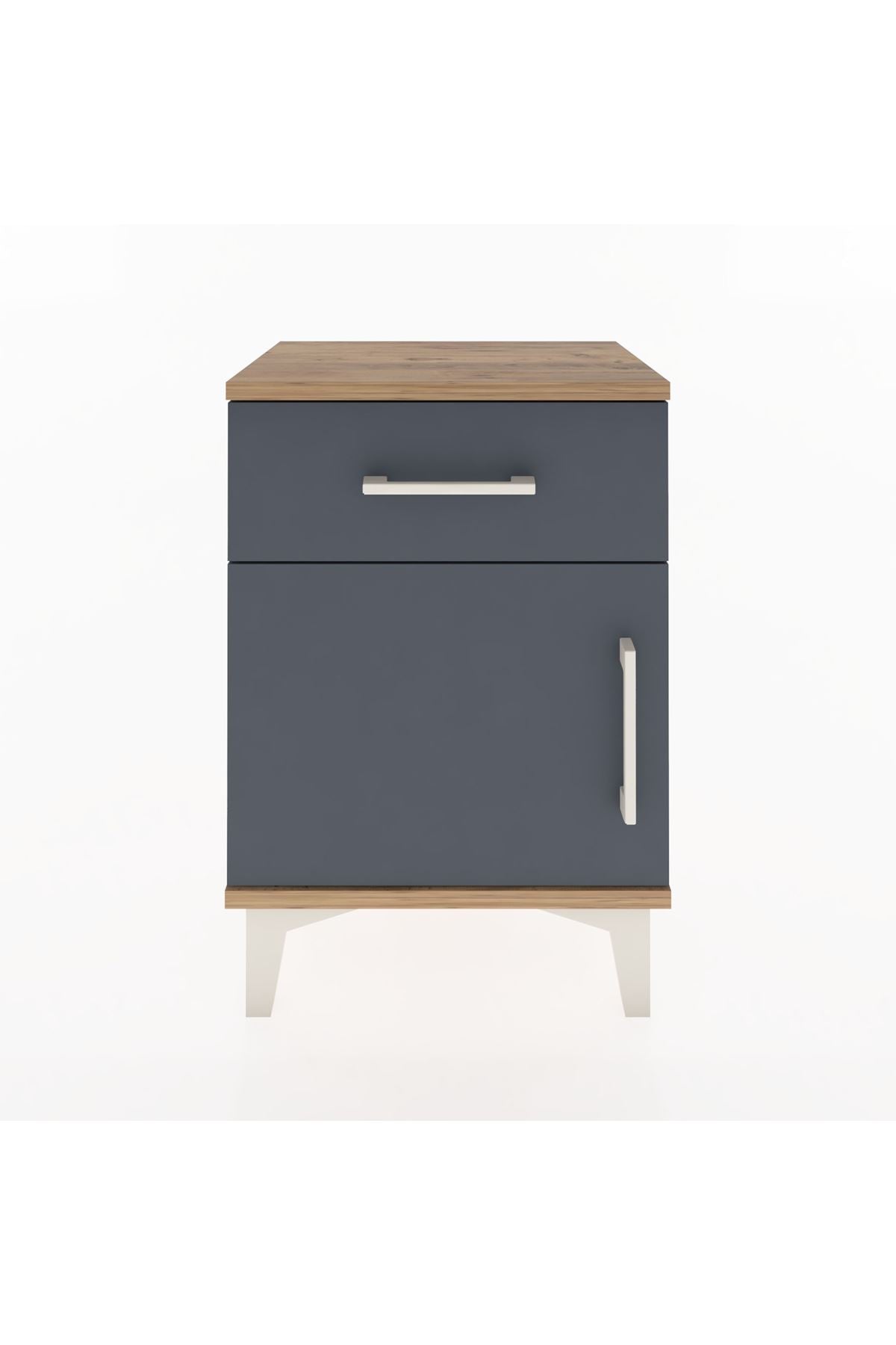 Arges Komodin Tek Raflı Tek Kapaklı 44x30x64 Çam-Antrasit