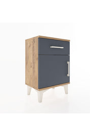 Arges Komodin Tek Raflı Tek Kapaklı 44x30x64 Çam-Antrasit