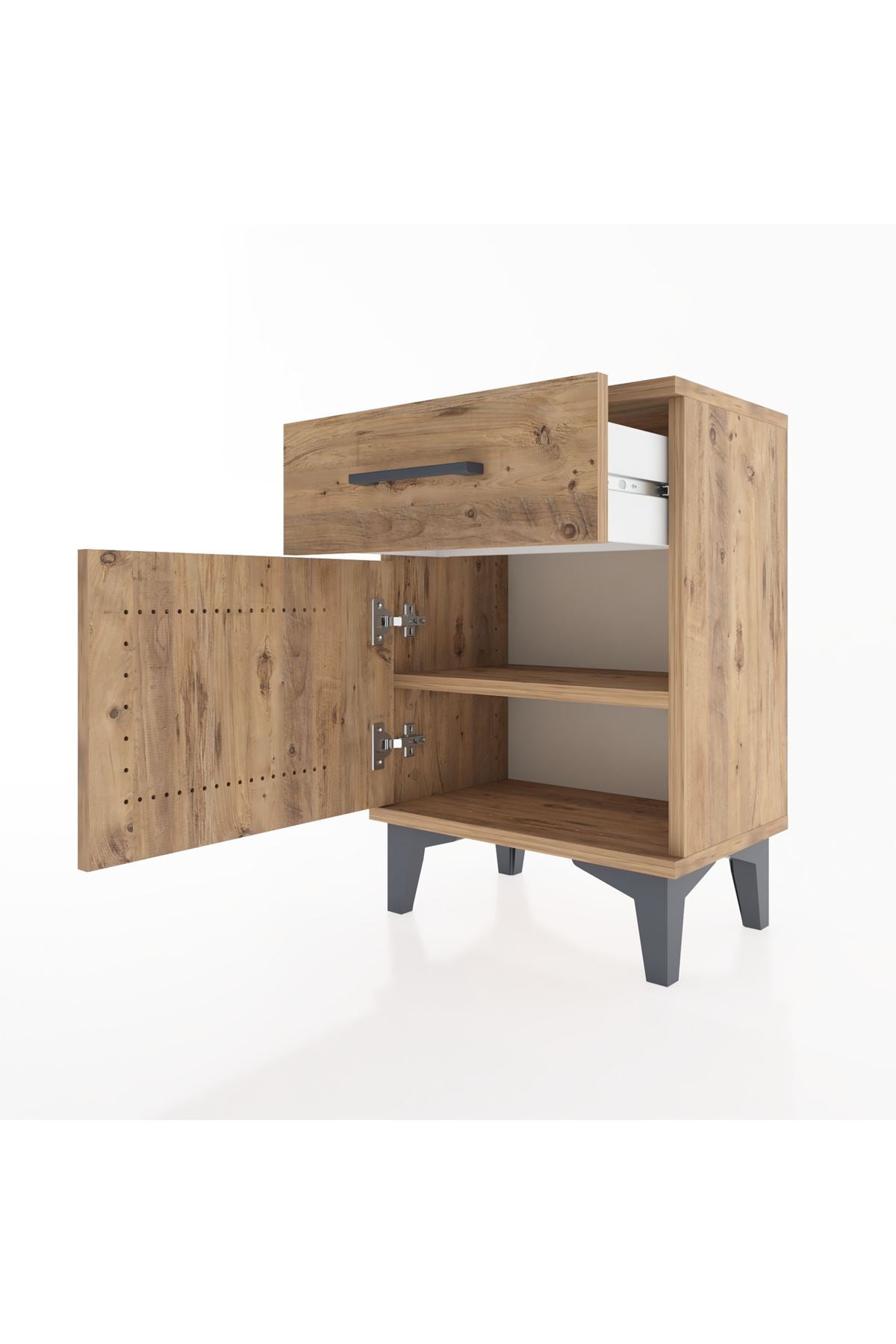 Arges Komodin Tek Raflı Tek Kapaklı 44x30x64 Çam-Çam