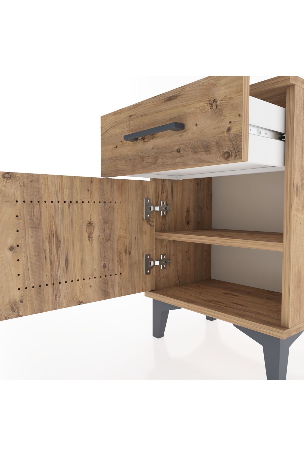 Arges Komodin Tek Raflı Tek Kapaklı 44x30x64 Çam-Çam