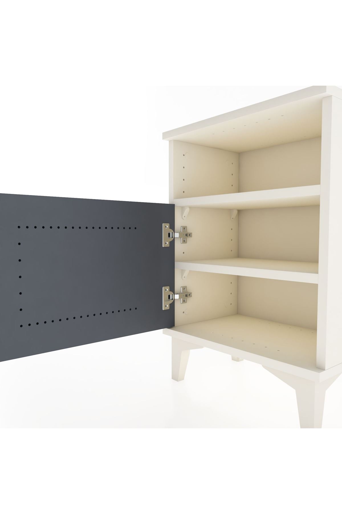 Arges Komodin 2 Raflı Tek Kapaklı 44x30x64 Aytaşı-Antrasit