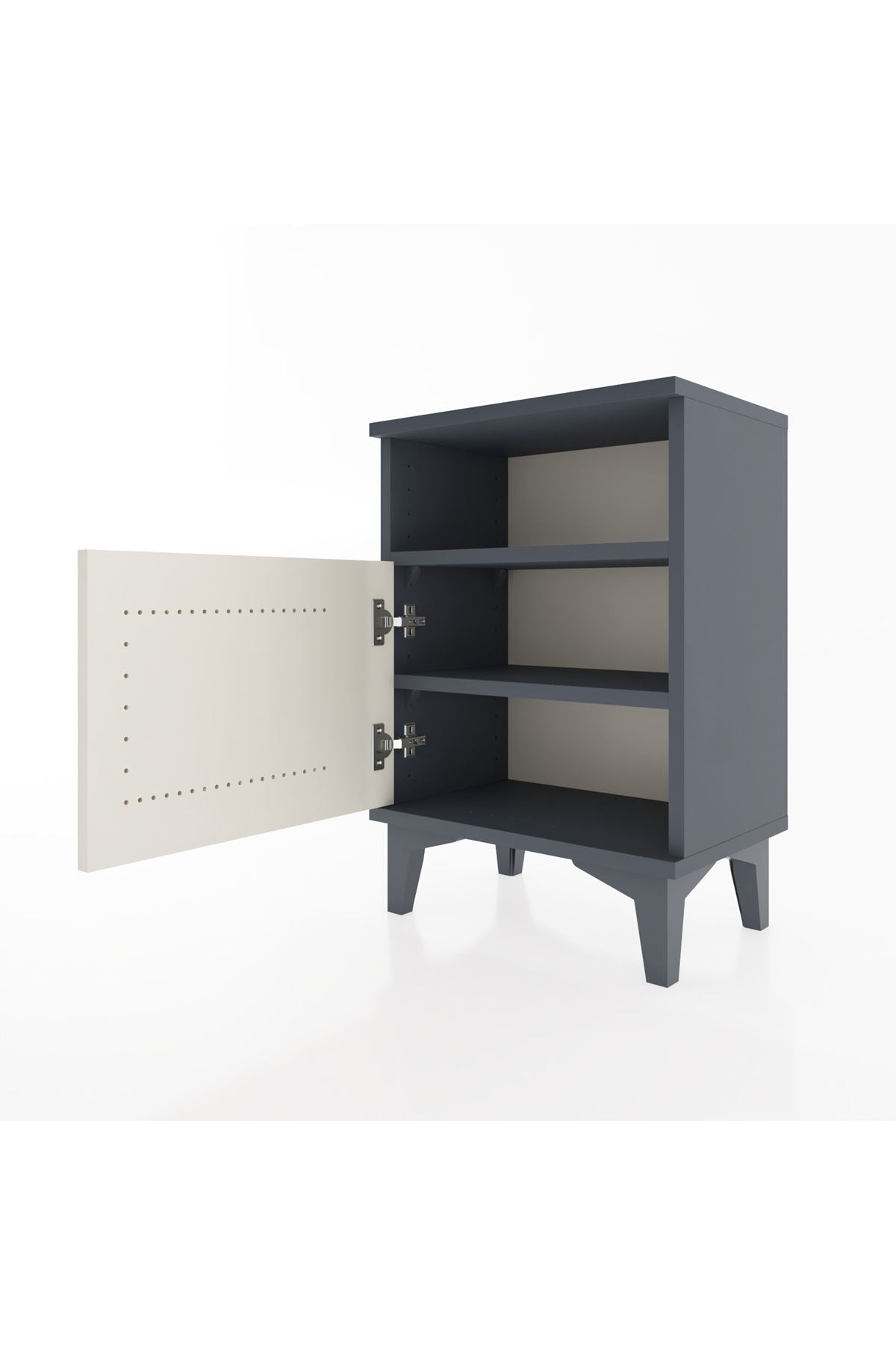 Arges Komodin 2 Raflı Tek Kapaklı 44x30x64 Antrasit-Aytaşı