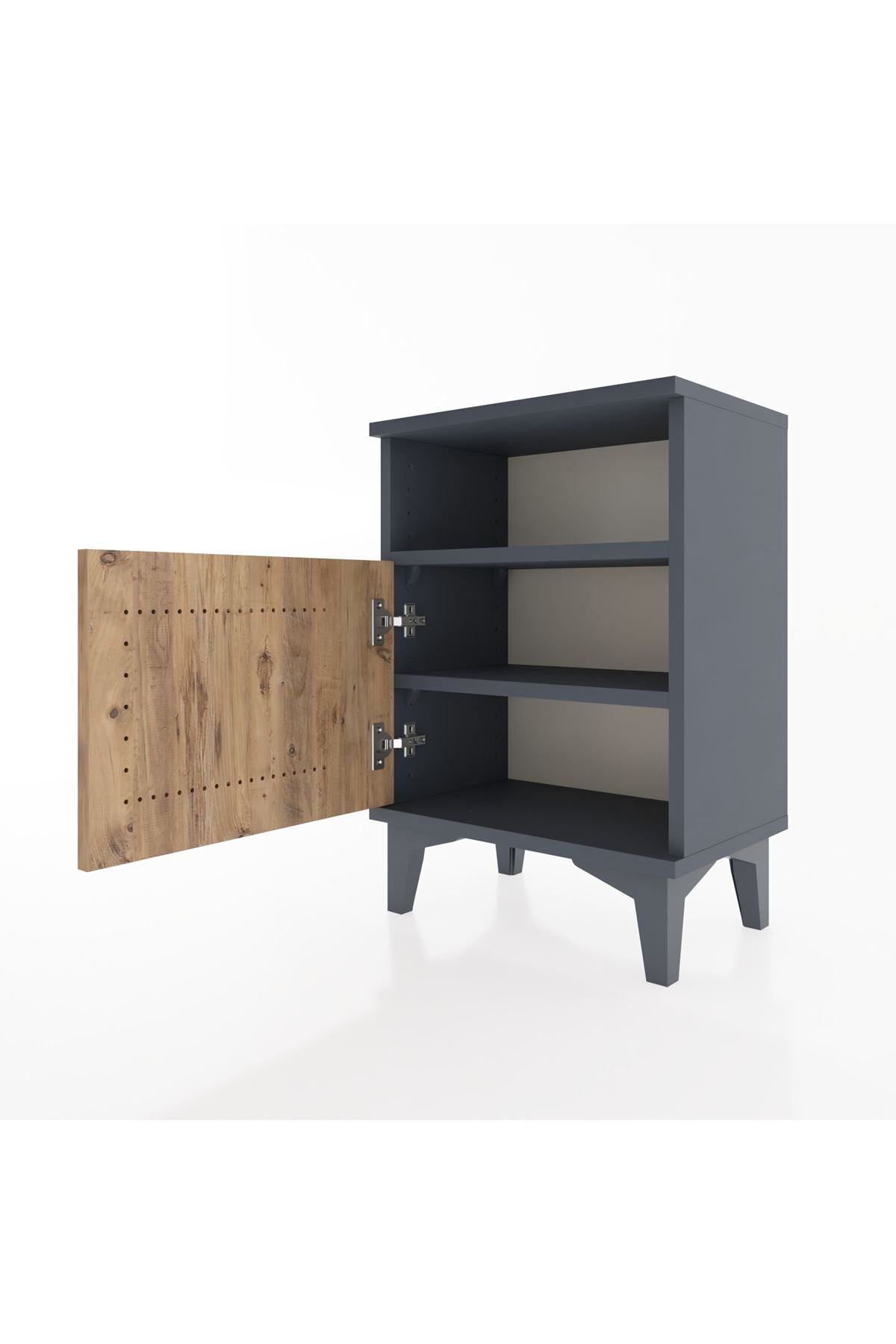 Arges Komodin 2 Raflı Tek Kapaklı 44x30x64 Antrasit-Çam