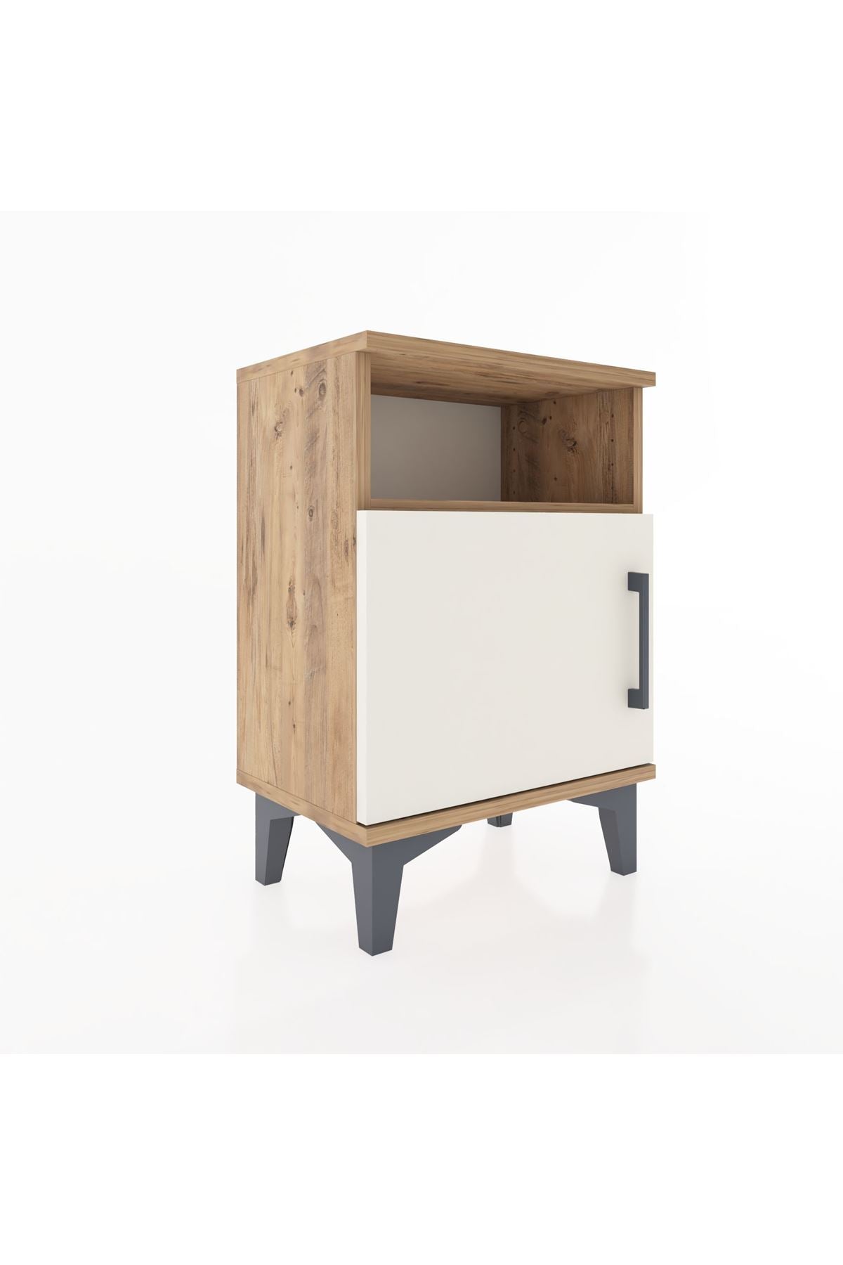 Arges Komodin 2 Raflı Tek Kapaklı 44x30x64 Çam-Aytaşı