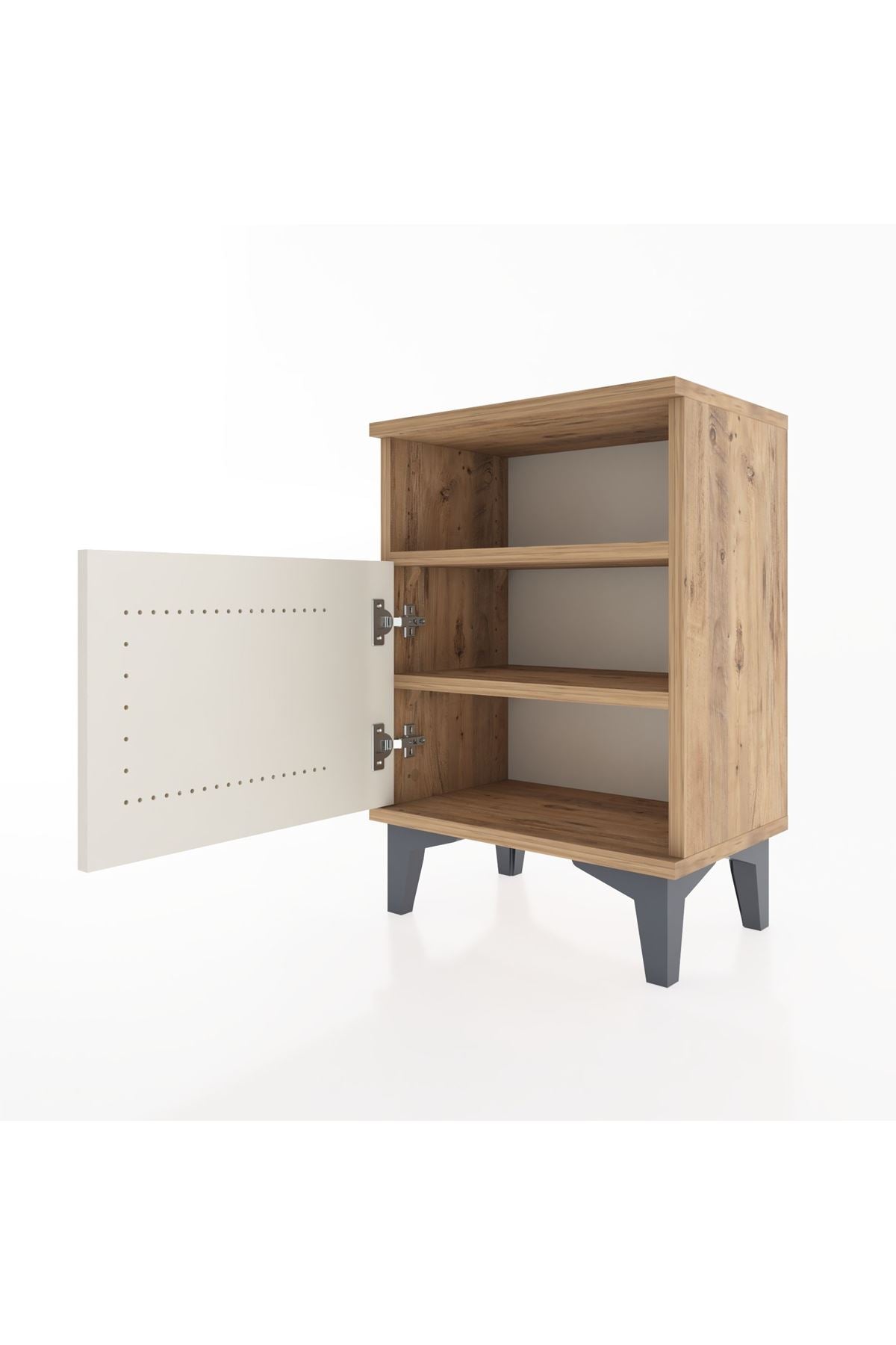 Arges Komodin 2 Raflı Tek Kapaklı 44x30x64 Çam-Aytaşı