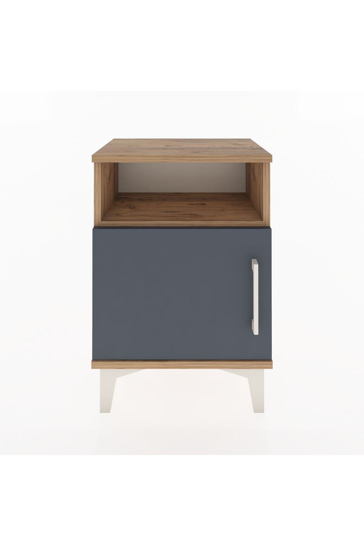 Arges Komodin 2 Raflı Tek Kapaklı 44x30x64 Çam-Antrasit