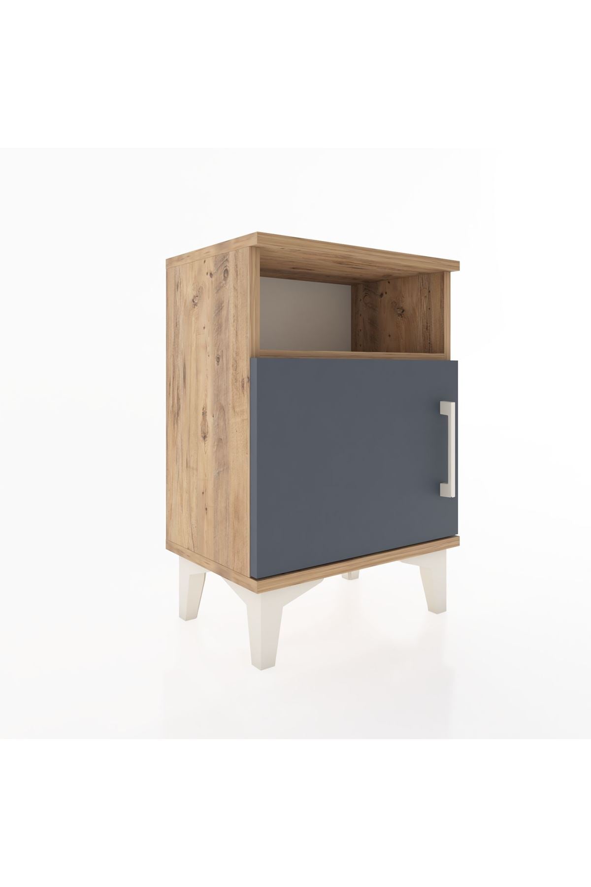 Arges Komodin 2 Raflı Tek Kapaklı 44x30x64 Çam-Antrasit