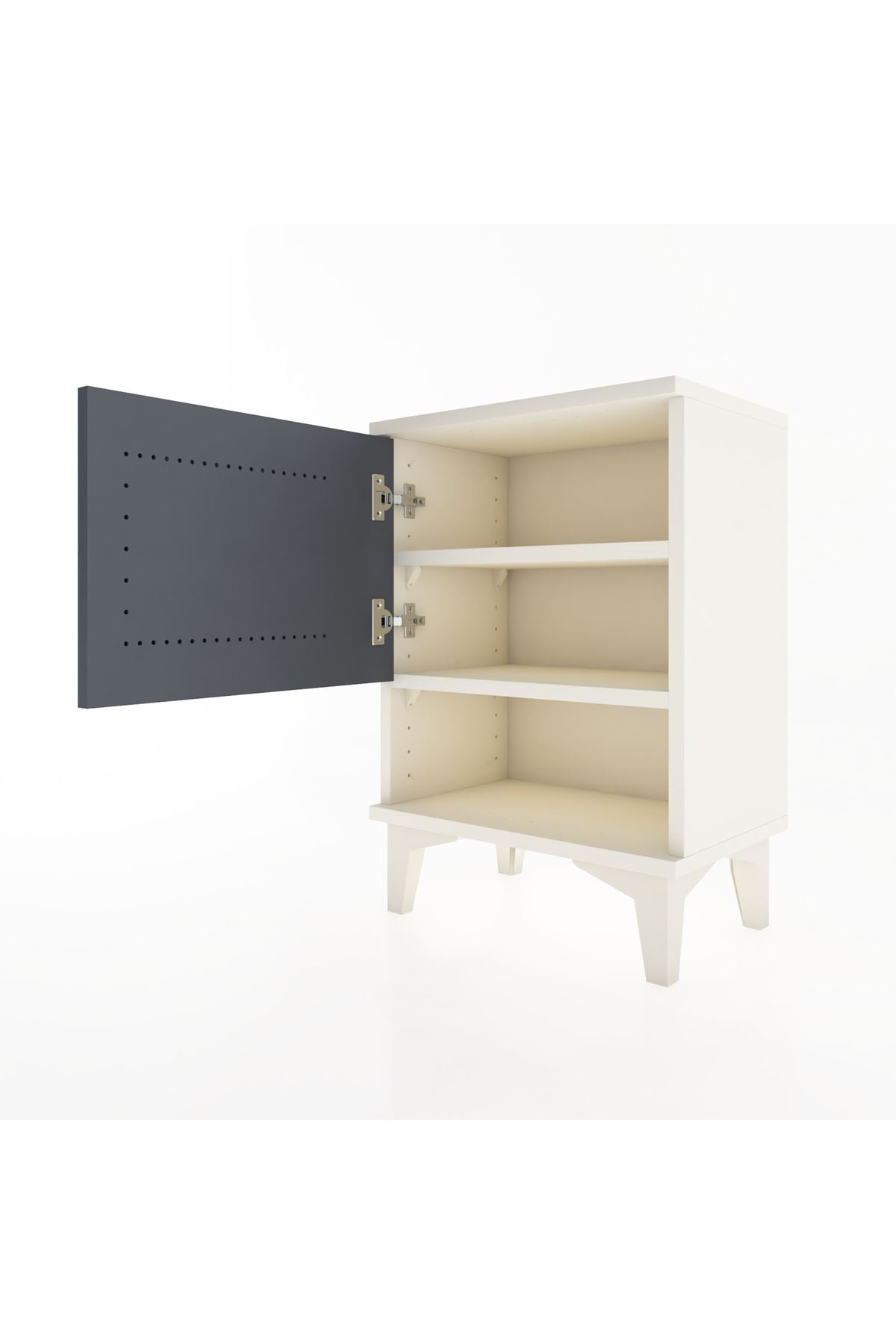 Arges Komodin 2 Raflı Tek Kapaklı 44x30x64 Aytaşı-Antrasit