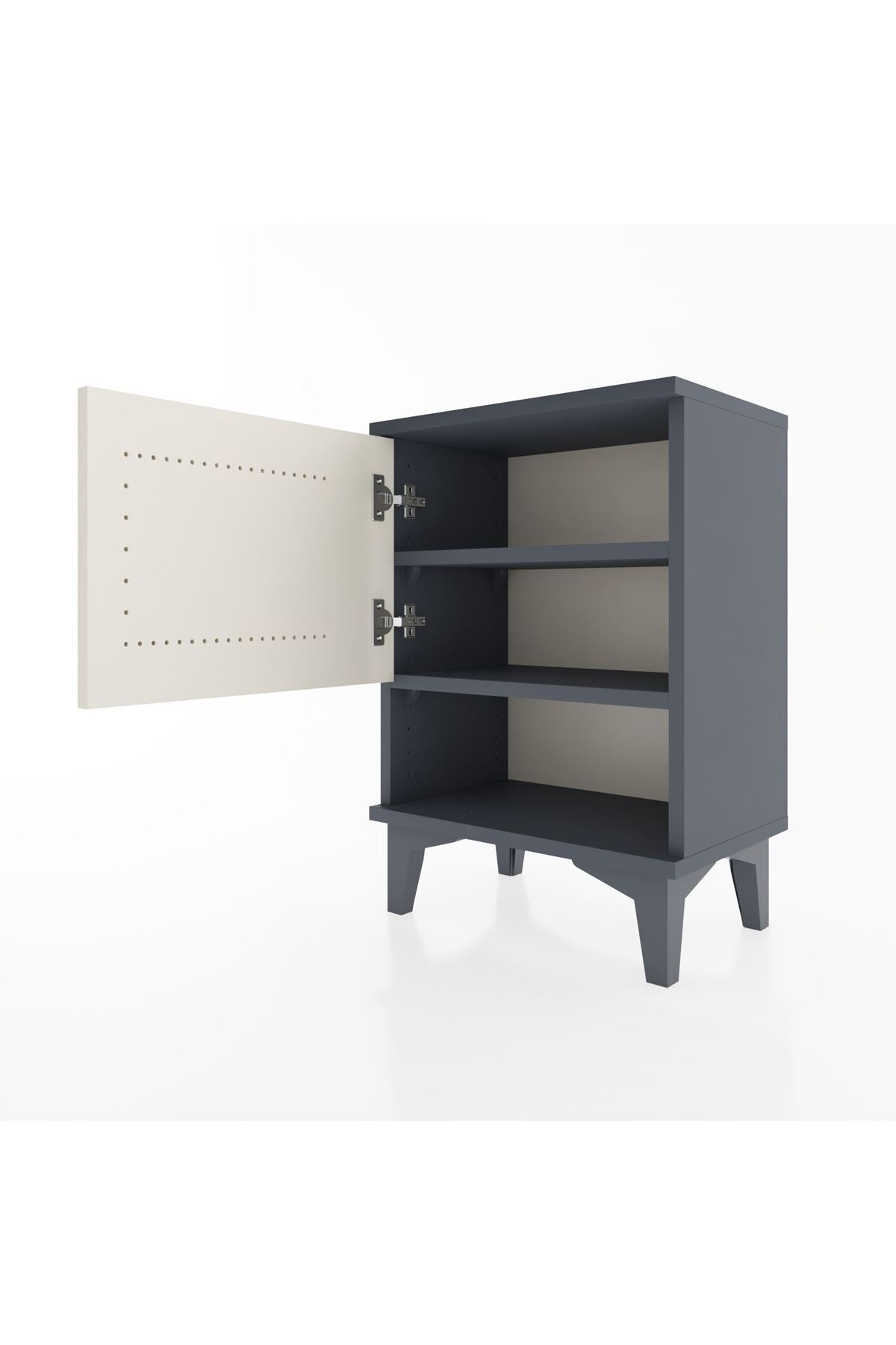 Arges Komodin 2 Raflı Tek Kapaklı 44x30x64 Antrasit-Aytaşı