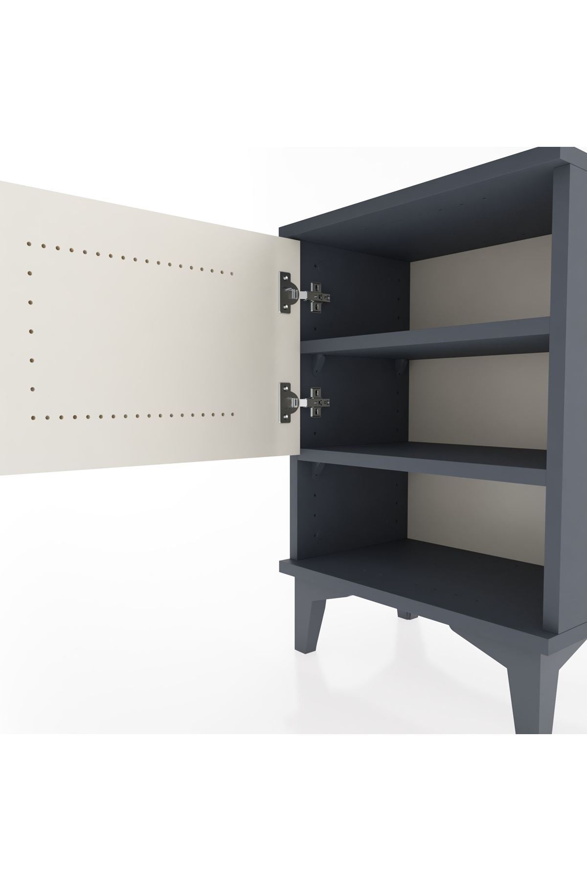 Arges Komodin 2 Raflı Tek Kapaklı 44x30x64 Antrasit-Aytaşı