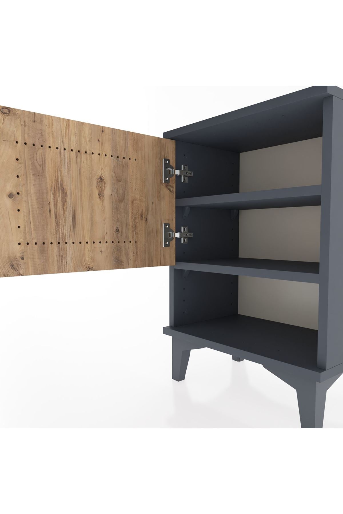 Arges Komodin 2 Raflı Tek Kapaklı 44x30x64 Antrasit-Çam