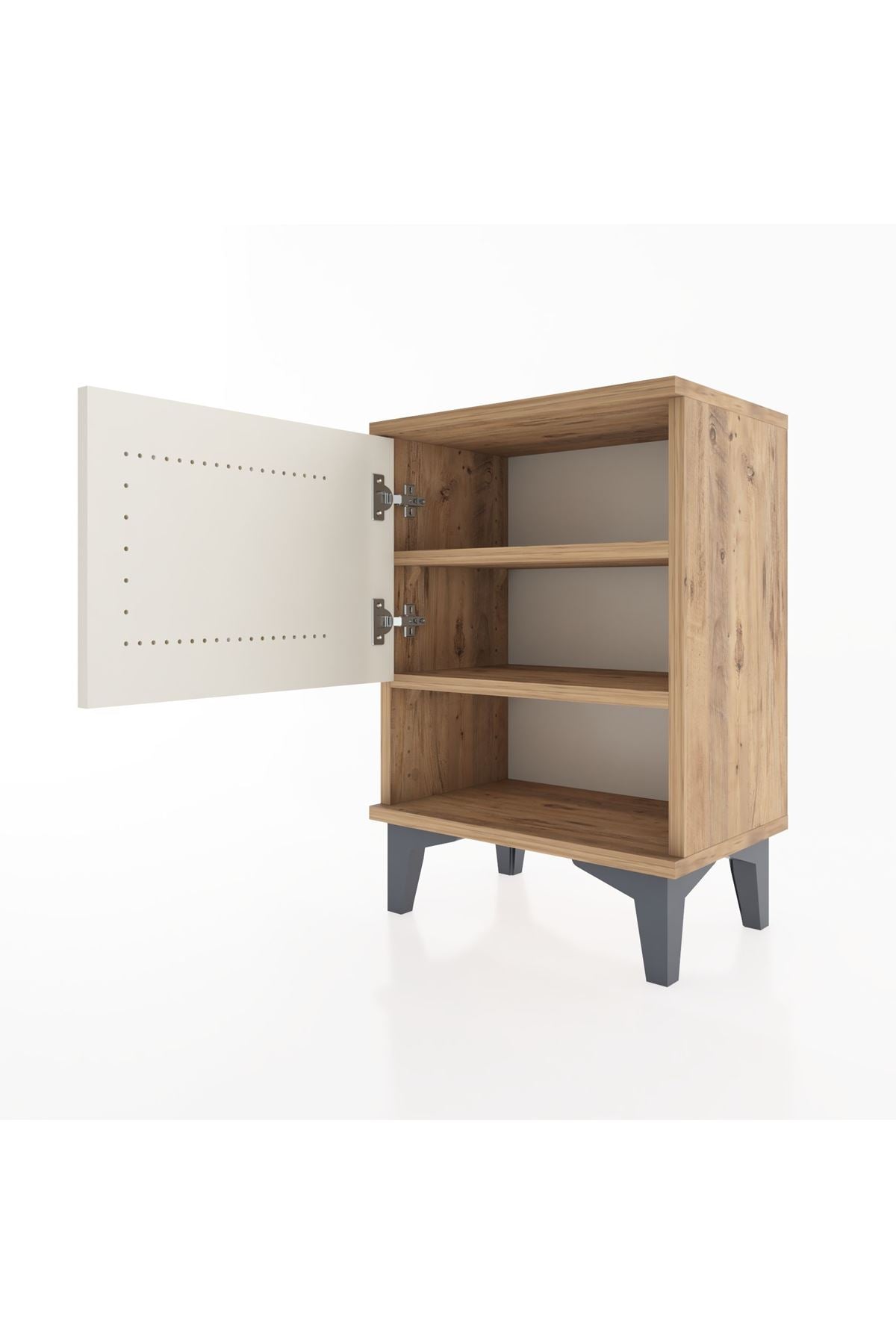 Arges Komodin 2 Raflı Tek Kapaklı 44x30x64 Çam-Aytaşı