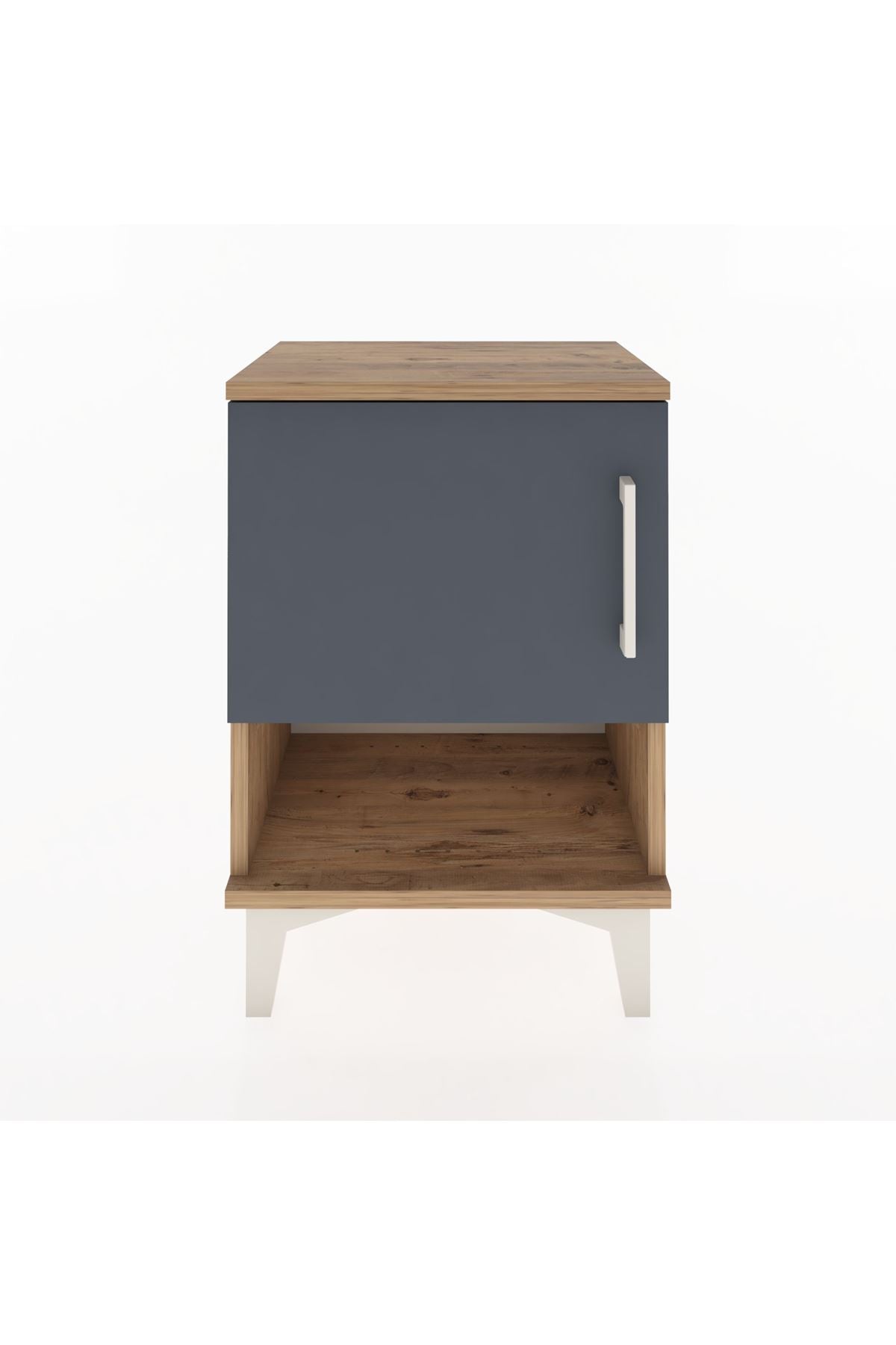 Arges Komodin 2 Raflı Tek Kapaklı 44x30x64 Çam-Antrasit