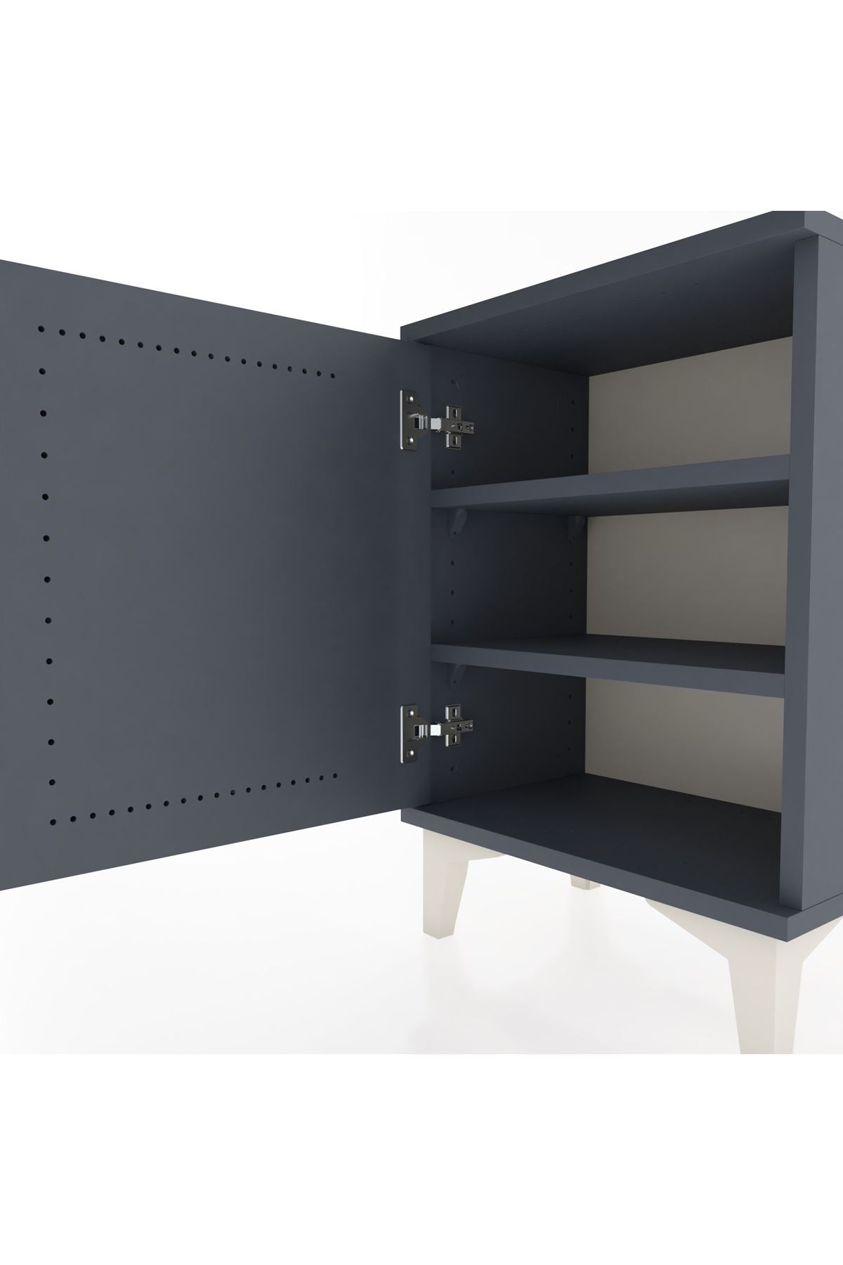 Arges Komodin 2 Raflı Tek Kapaklı 44x30x64 Antrasit-Antrasit