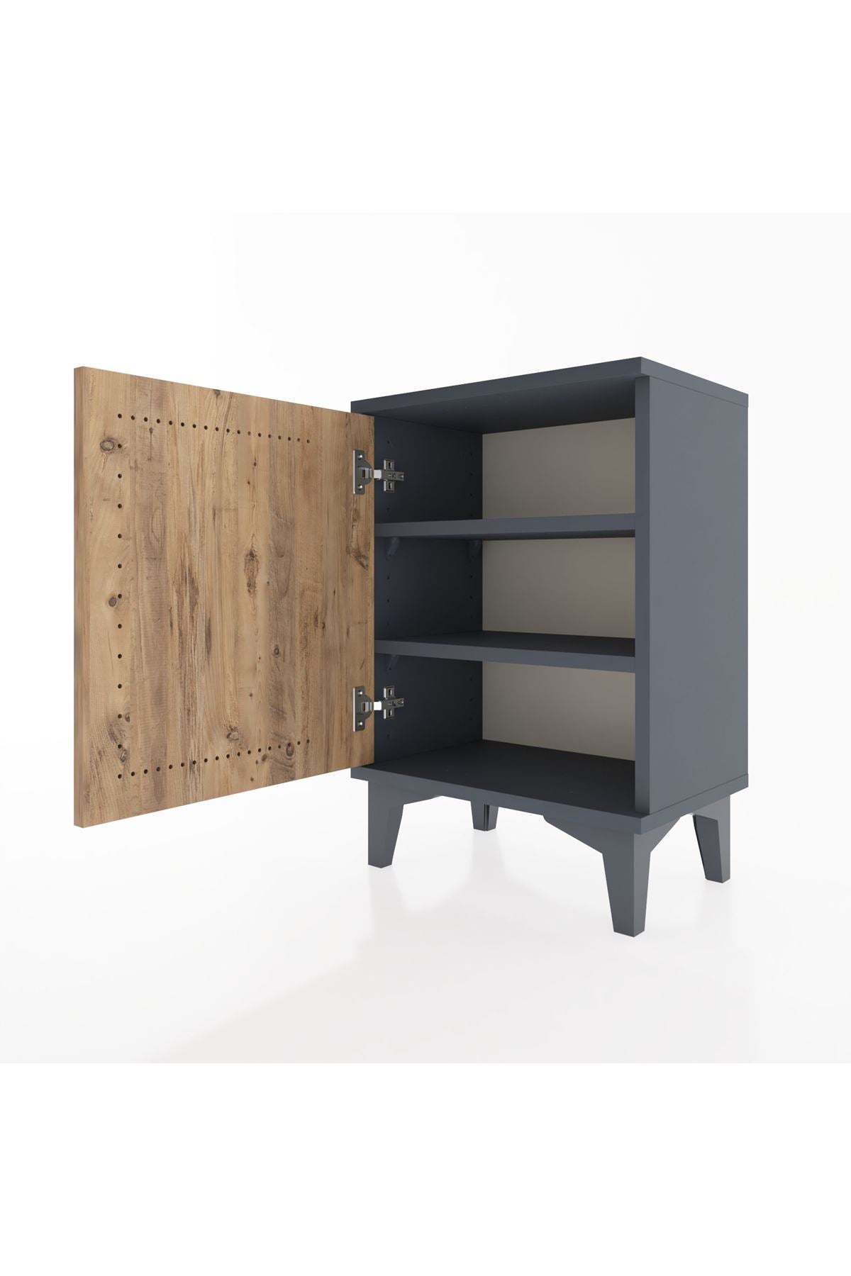 Arges Komodin 2 Raflı Tek Kapaklı 44x30x64 Antrasit-Çam