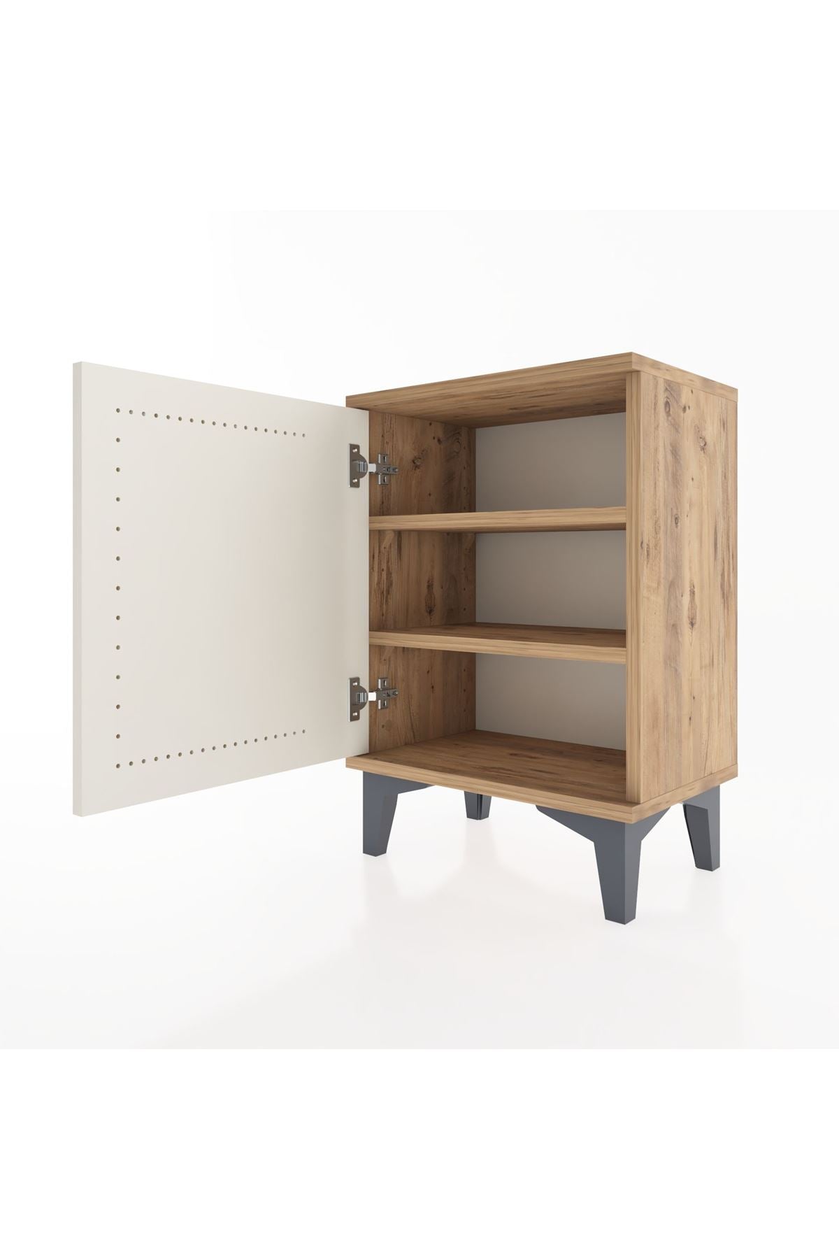 Arges Komodin 2 Raflı Tek Kapaklı 44x30x64 Çam-Aytaşı