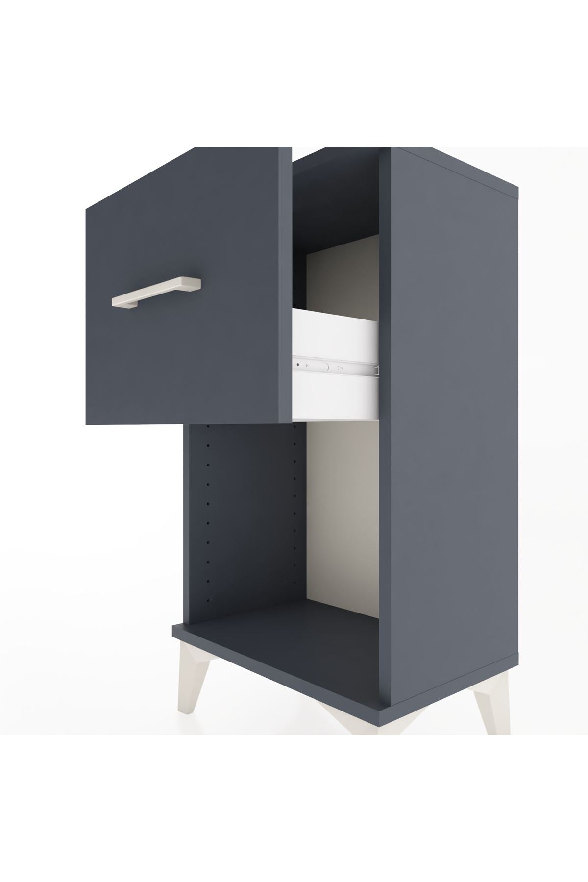 Arges Komodin Tek Çekmeceli 44x30x80 Antrasit-Antrasit