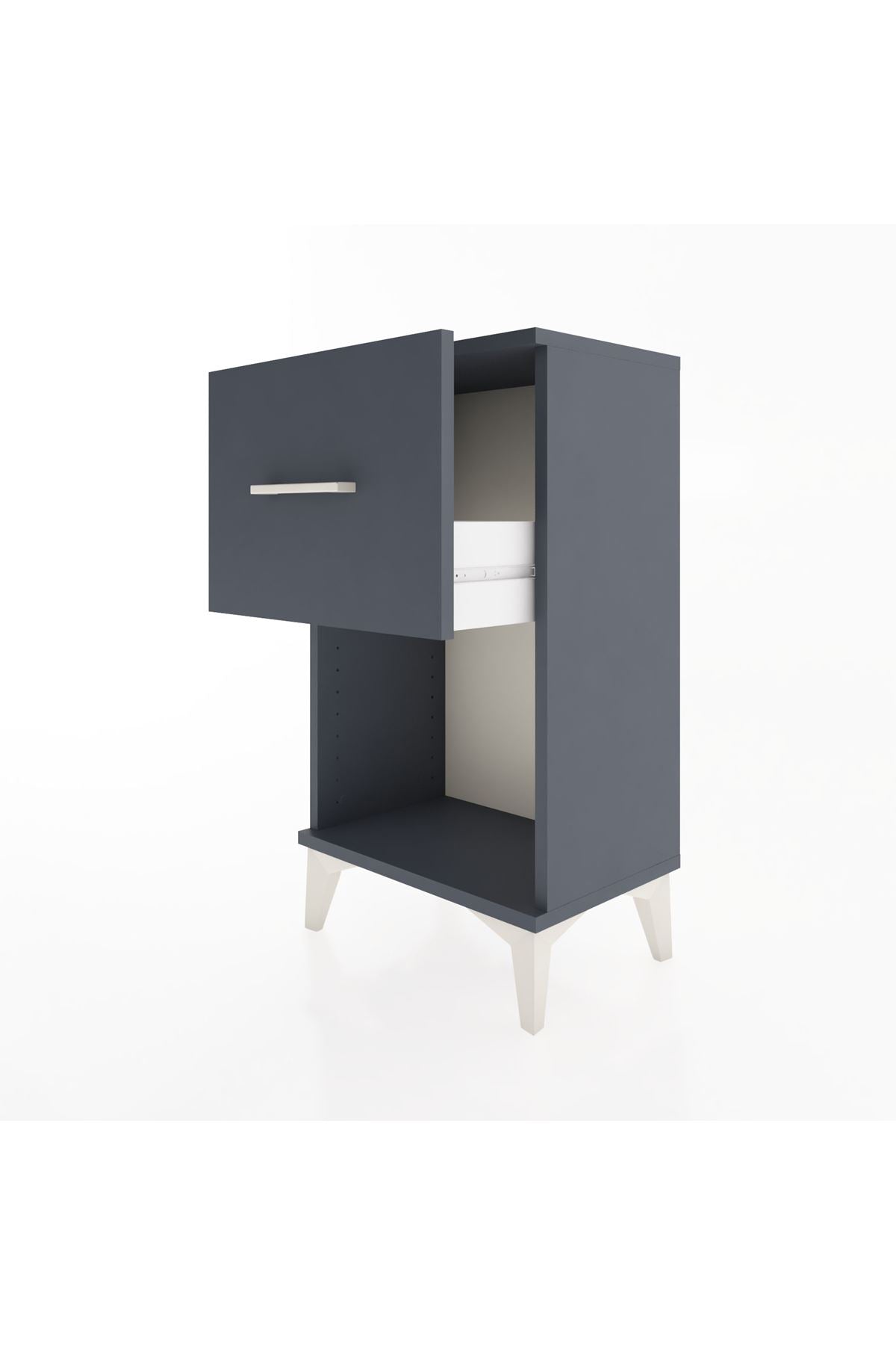 Arges Komodin Tek Çekmeceli 44x30x80 Antrasit-Antrasit