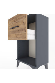 Arges Komodin Tek Çekmeceli 44x30x80 Antrasit-Çam