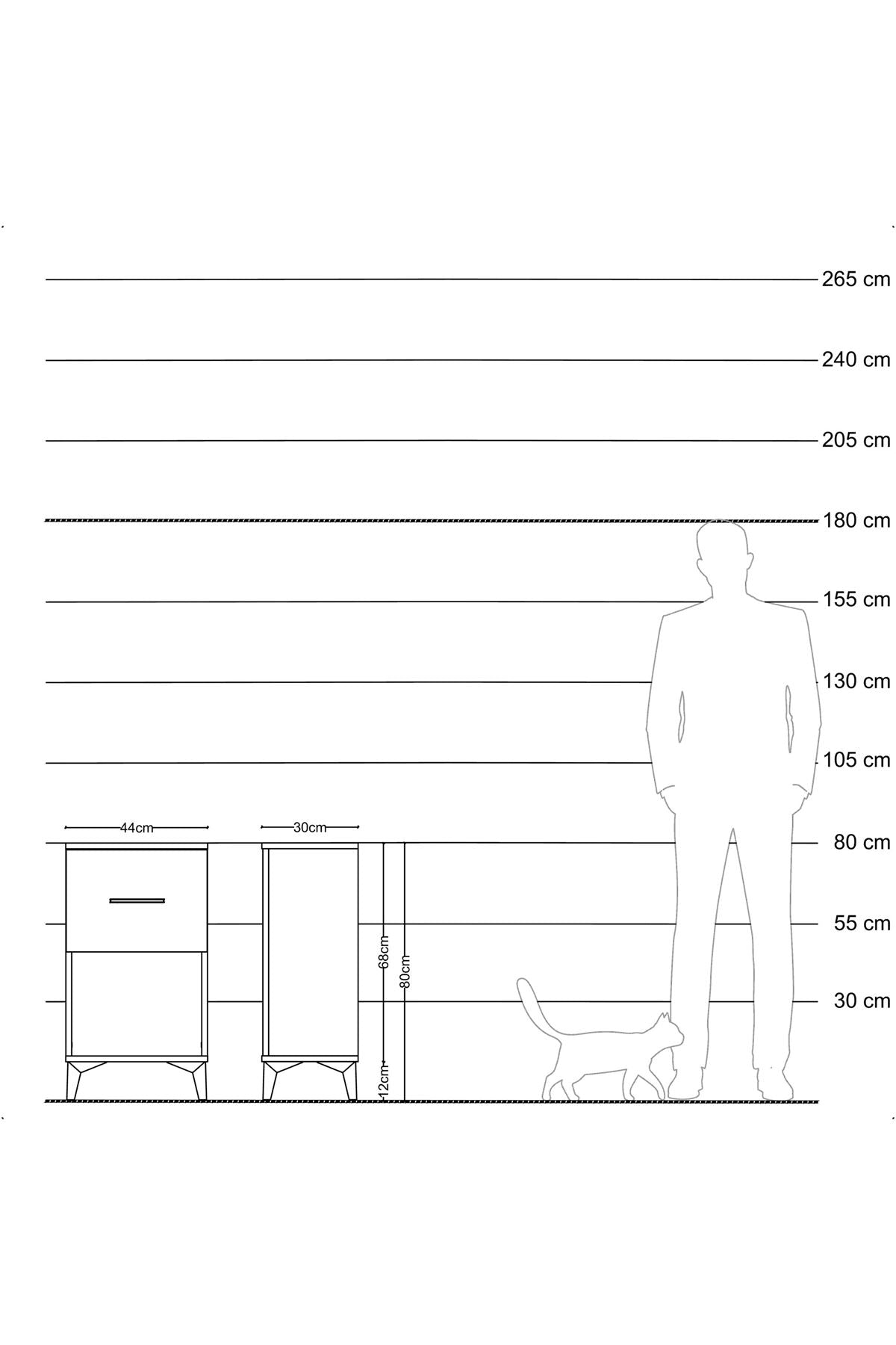Arges Komodin Tek Çekmeceli 44x30x80 Çam-Aytaşı