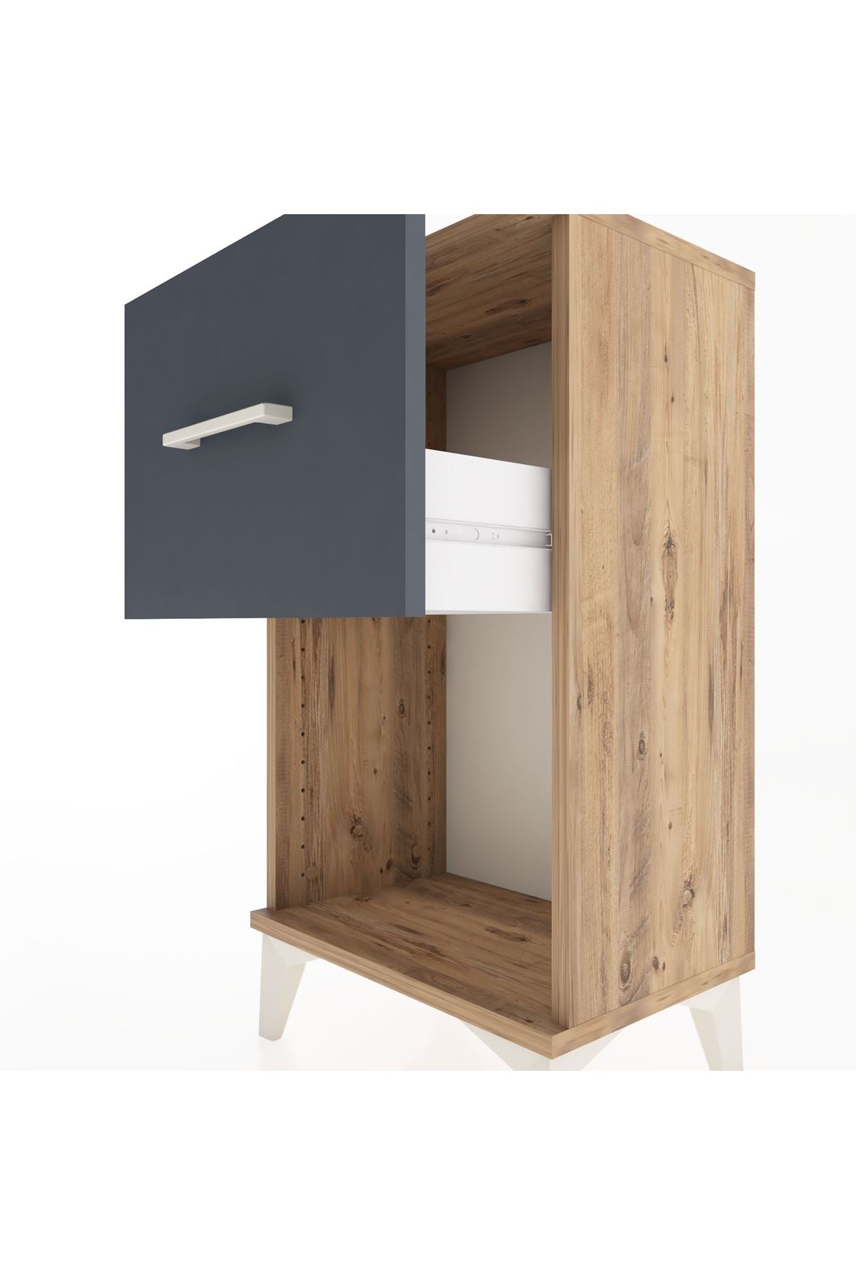 Arges Komodin Tek Çekmeceli 44x30x80 Çam-Antrasit