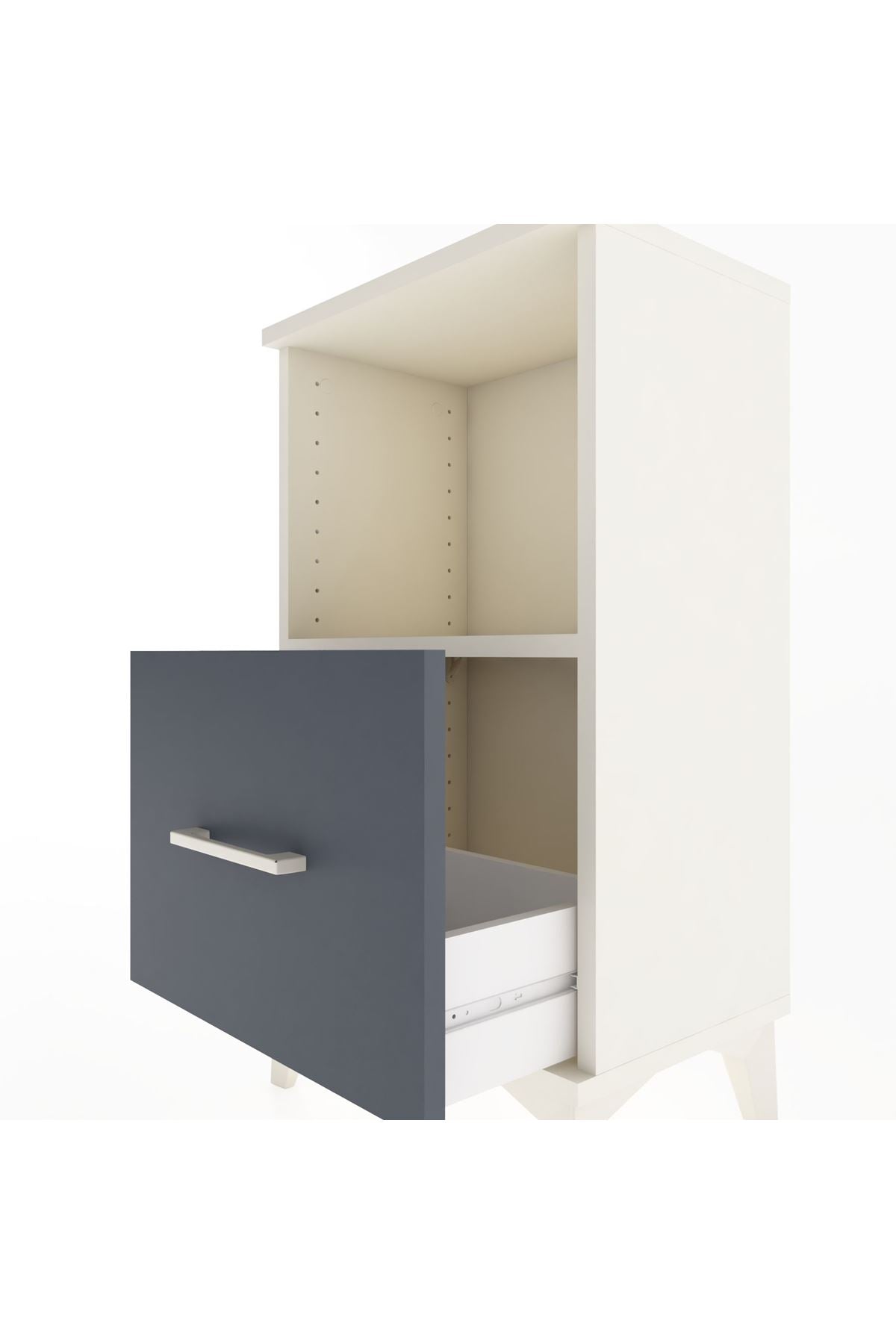 Arges Komodin Tek Raflı Tek Çekmeceli 44x30x80 Aytaşı-Antrasit