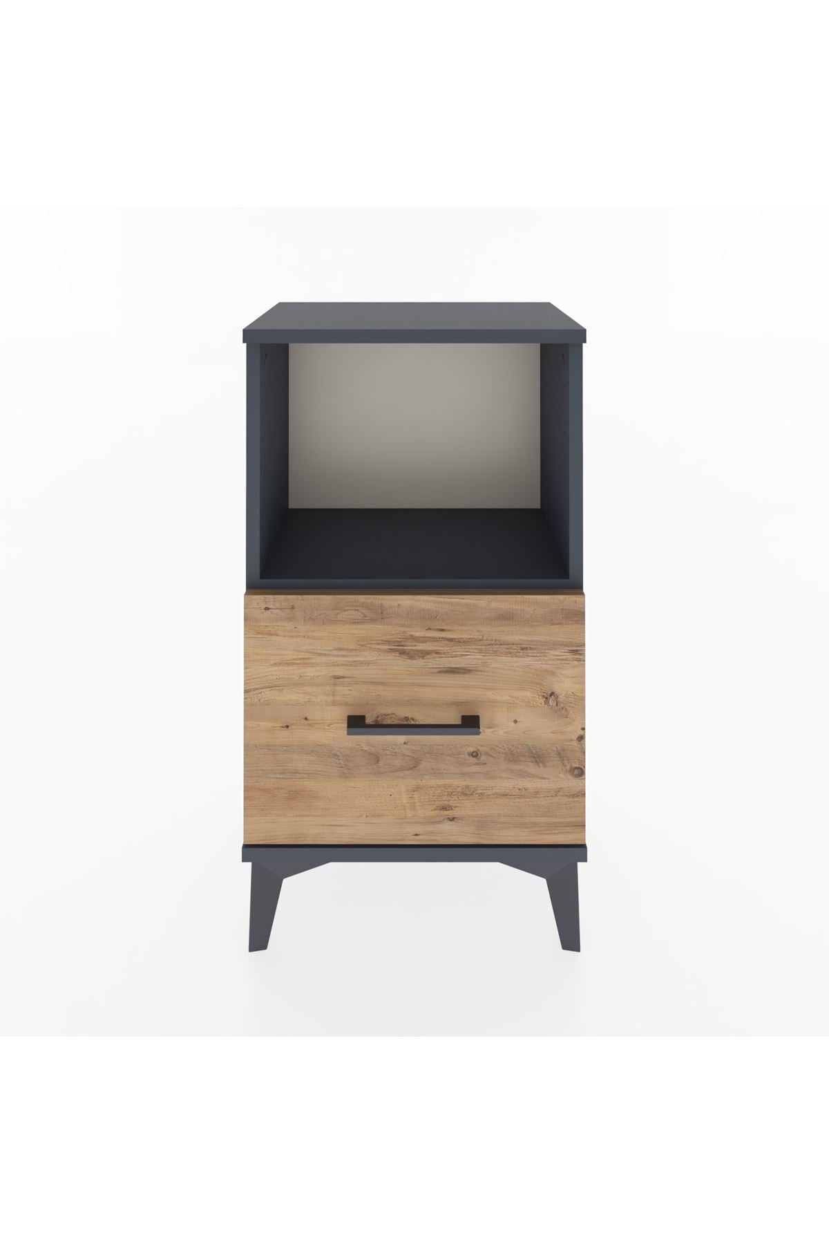 Arges Komodin Tek Raflı Tek Çekmeceli 44x30x80 Antrasit-Çam