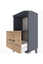 Arges Komodin Tek Raflı Tek Çekmeceli 44x30x80 Antrasit-Çam