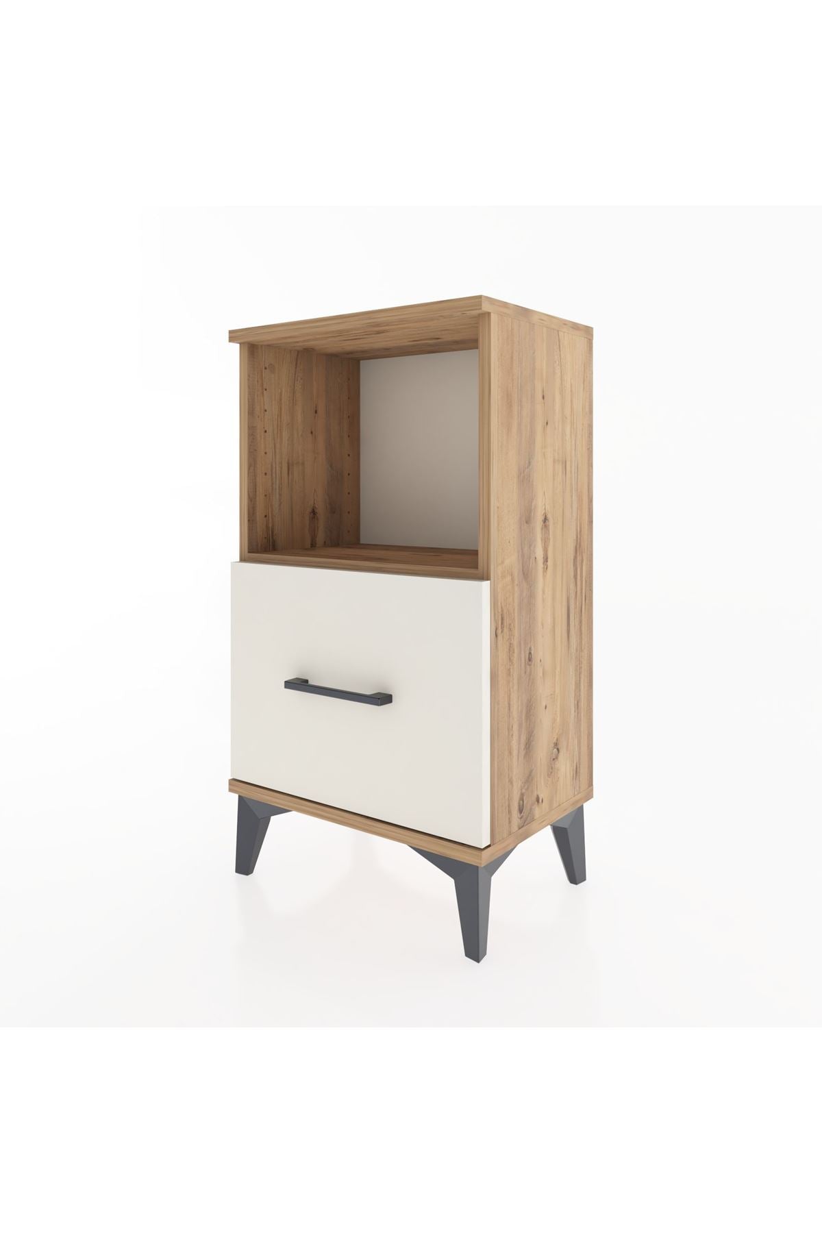 Arges Komodin Tek Raflı Tek Çekmeceli 44x30x80 Çam-Aytaşı
