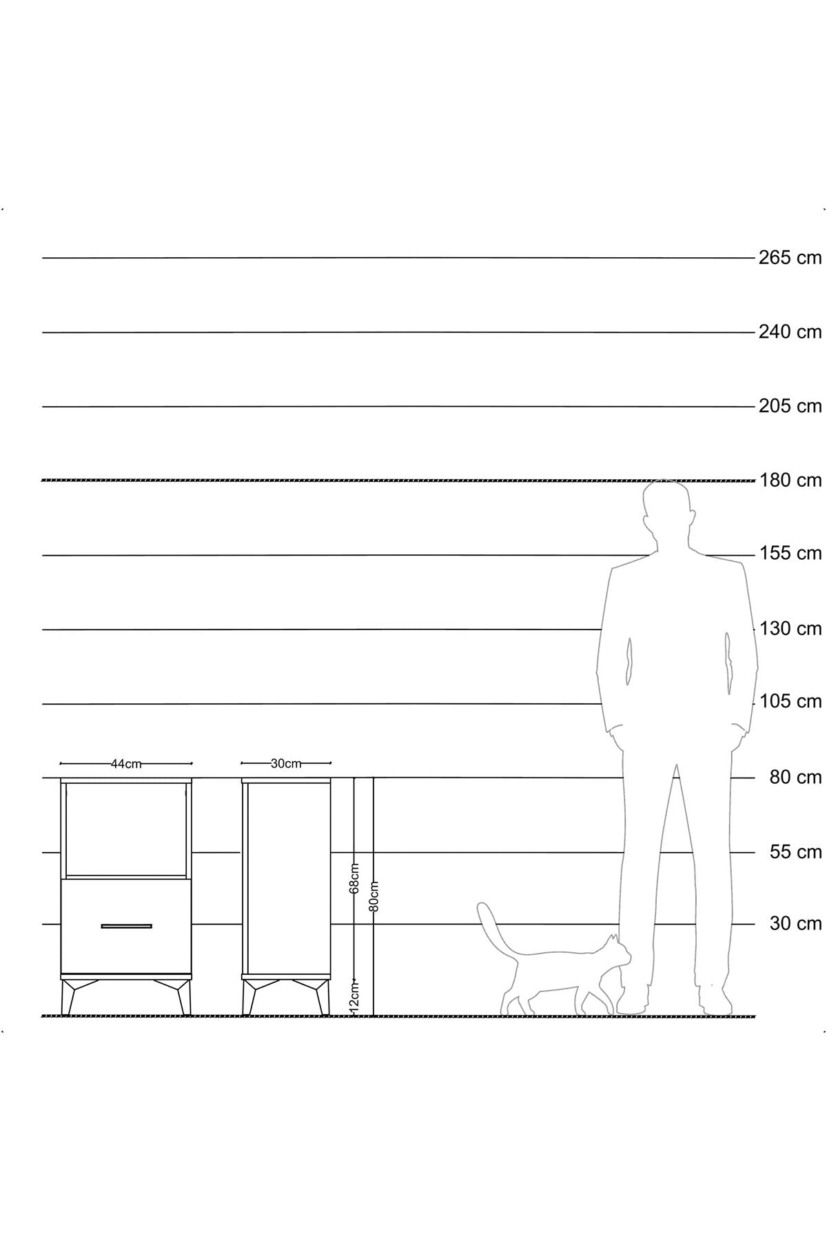 Arges Komodin Tek Raflı Tek Çekmeceli 44x30x80 Çam-Aytaşı