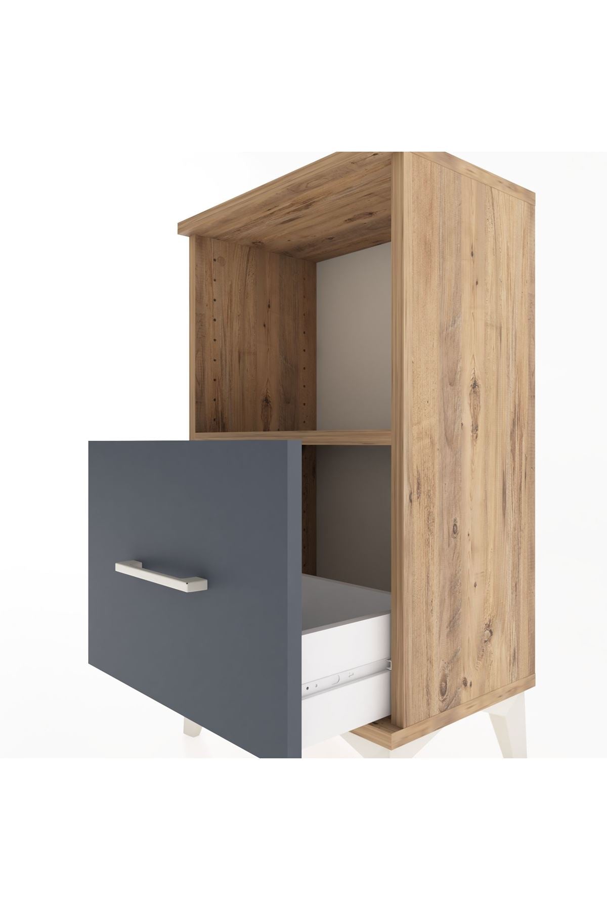 Arges Komodin Tek Raflı Tek Çekmeceli 44x30x80 Çam-Antrasit