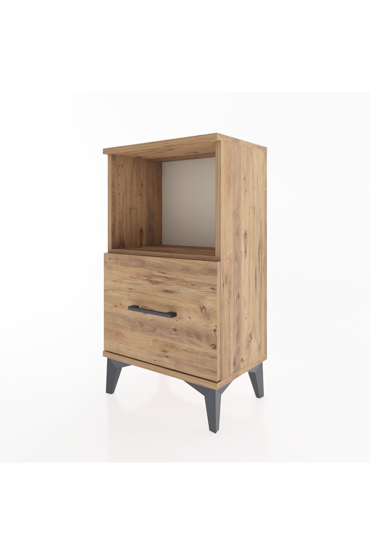 Arges Komodin Tek Raflı Tek Çekmeceli 44x30x80 Çam-Çam