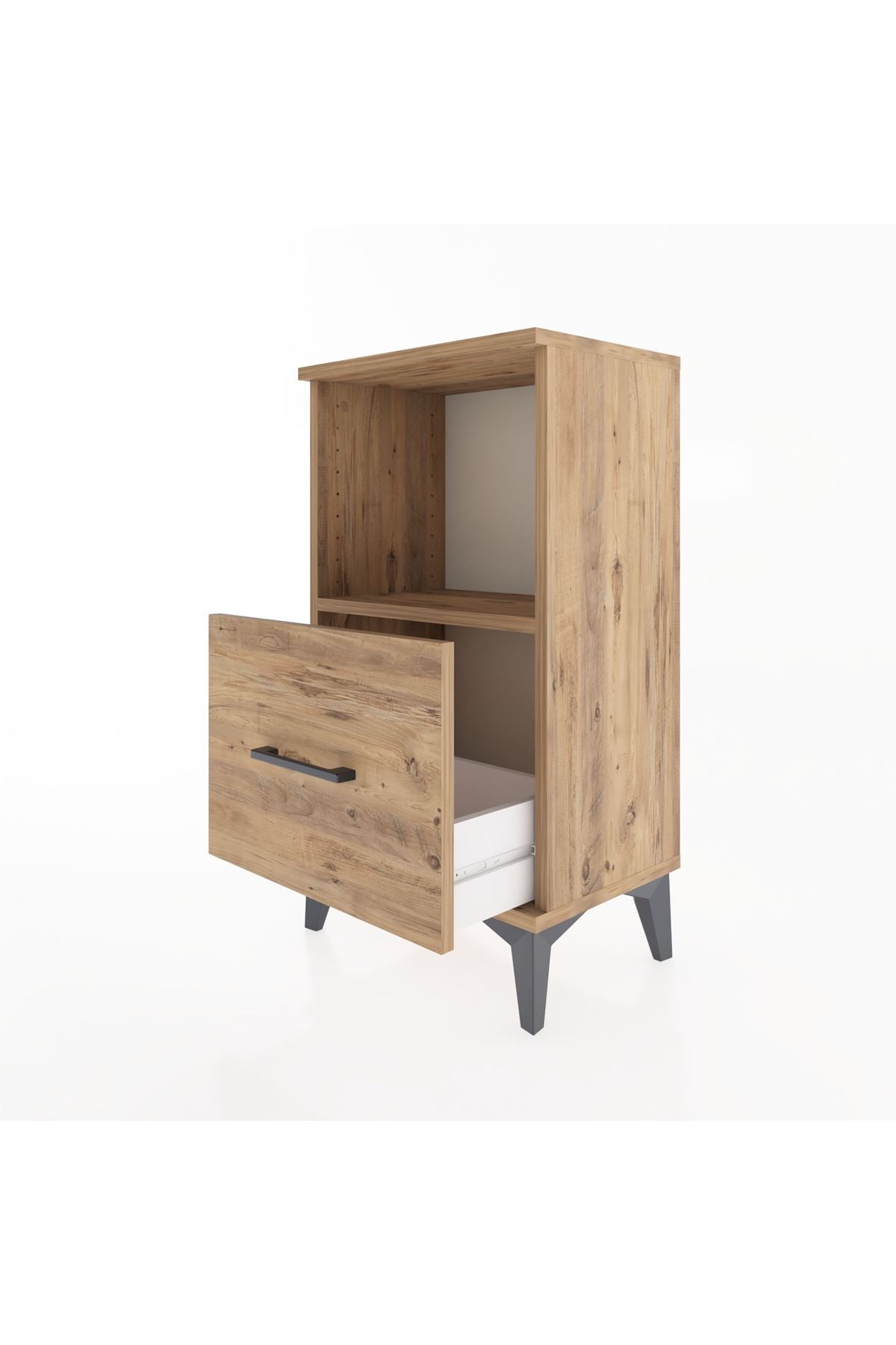 Arges Komodin Tek Raflı Tek Çekmeceli 44x30x80 Çam-Çam