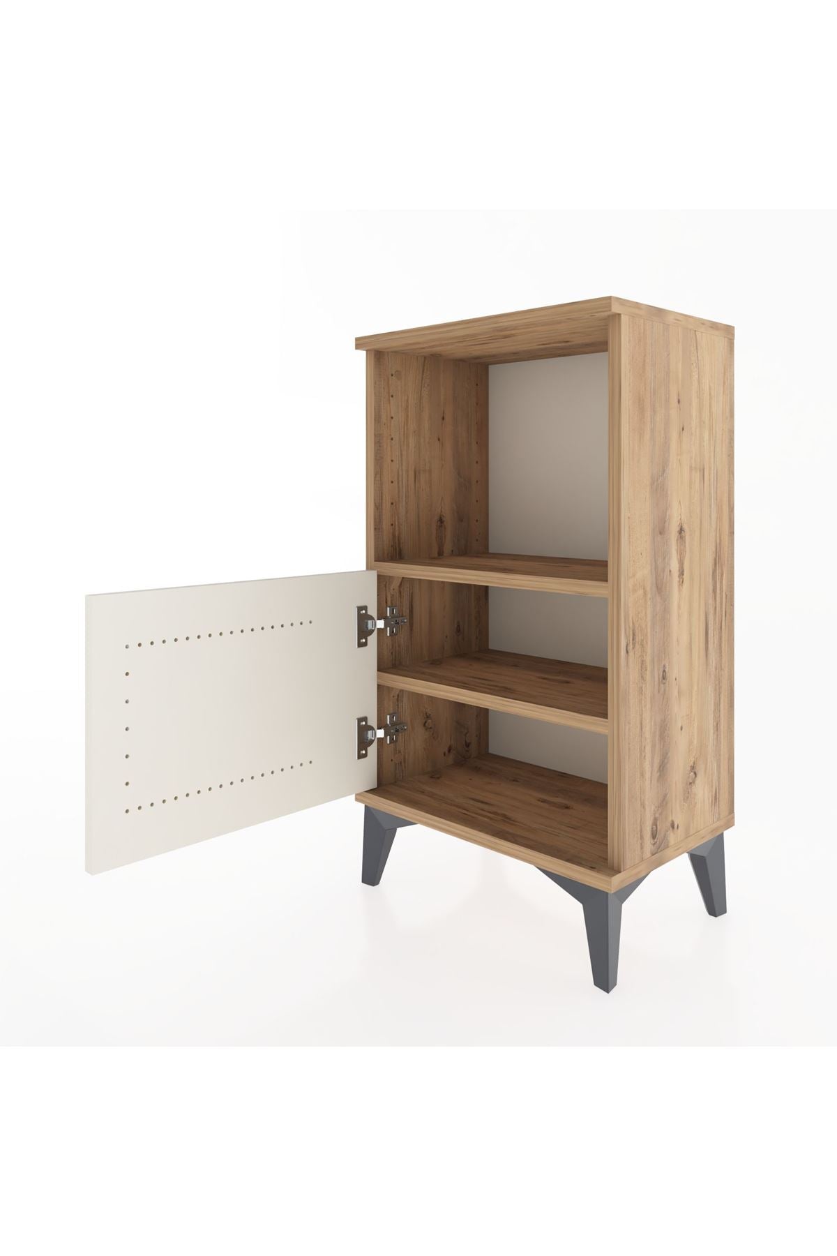 Arges Komodin 2 Raflı Tek Kapaklı 44x30x80 Çam-Aytaşı