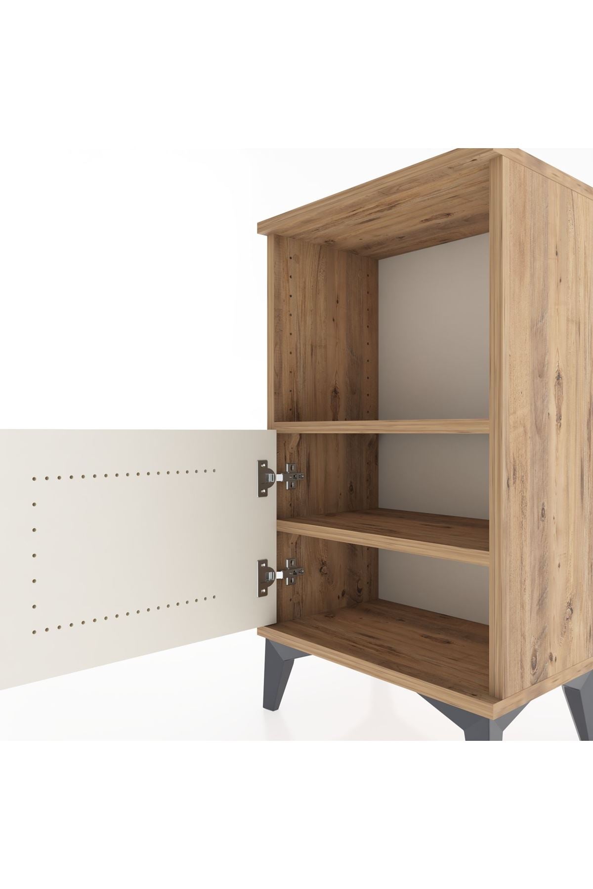 Arges Komodin 2 Raflı Tek Kapaklı 44x30x80 Çam-Aytaşı