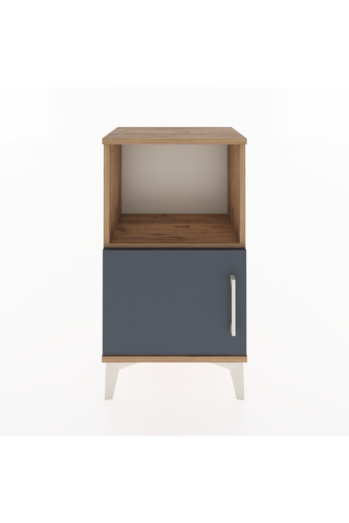 Arges Komodin 2 Raflı Tek Kapaklı 44x30x80 Çam-Antrasit