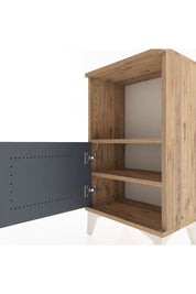 Arges Komodin 2 Raflı Tek Kapaklı 44x30x80 Çam-Antrasit