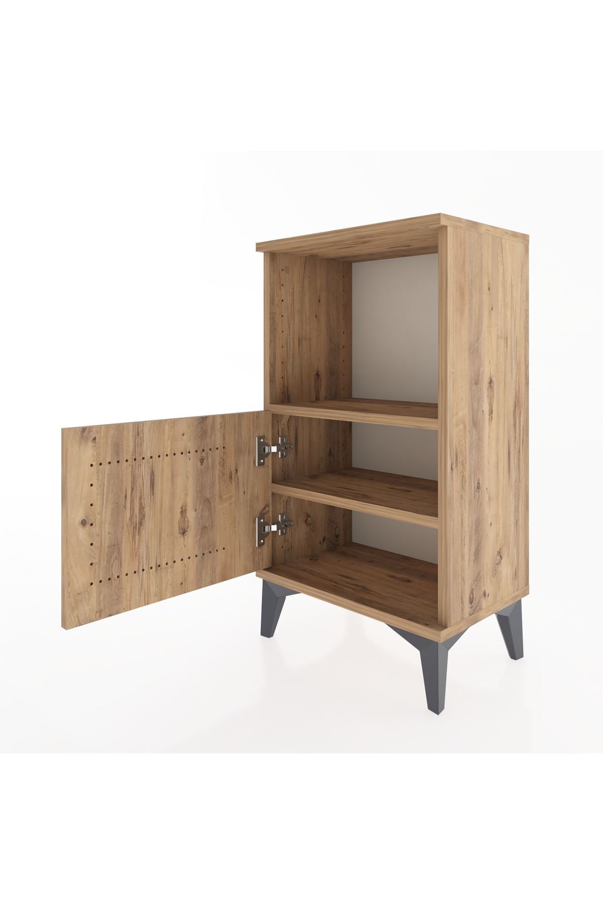 Arges Komodin 2 Raflı Tek Kapaklı 44x30x80 Çam-Çam